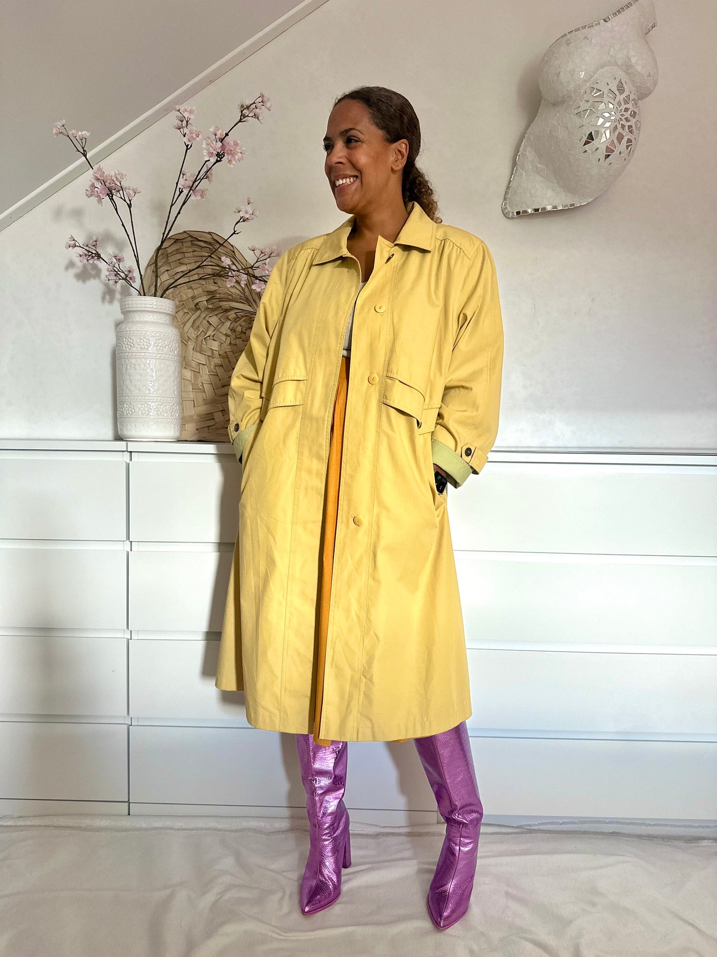 Vintage mosterdgele trenchcoat - M/L