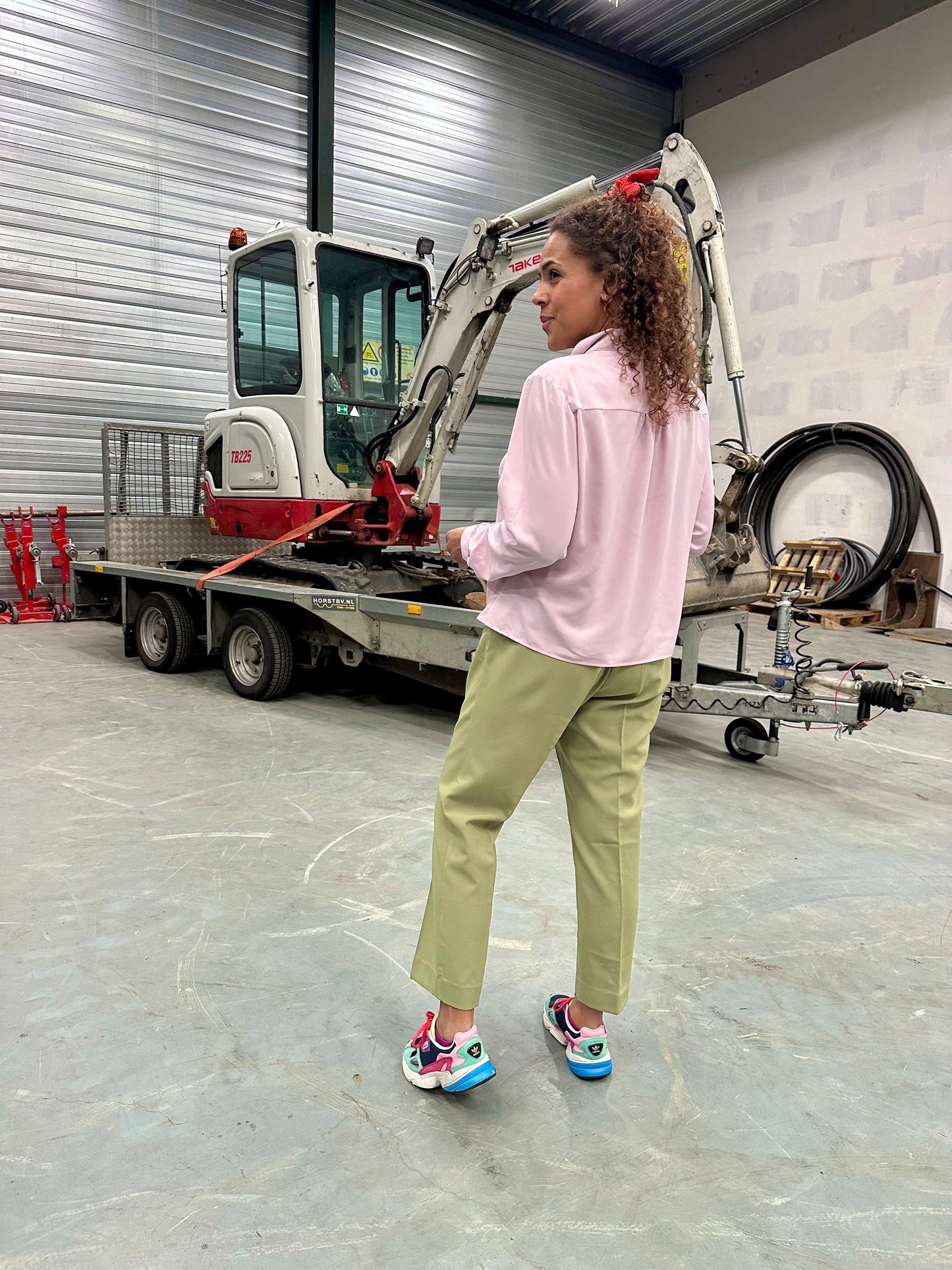 Vintage jade-groene pantalon - L