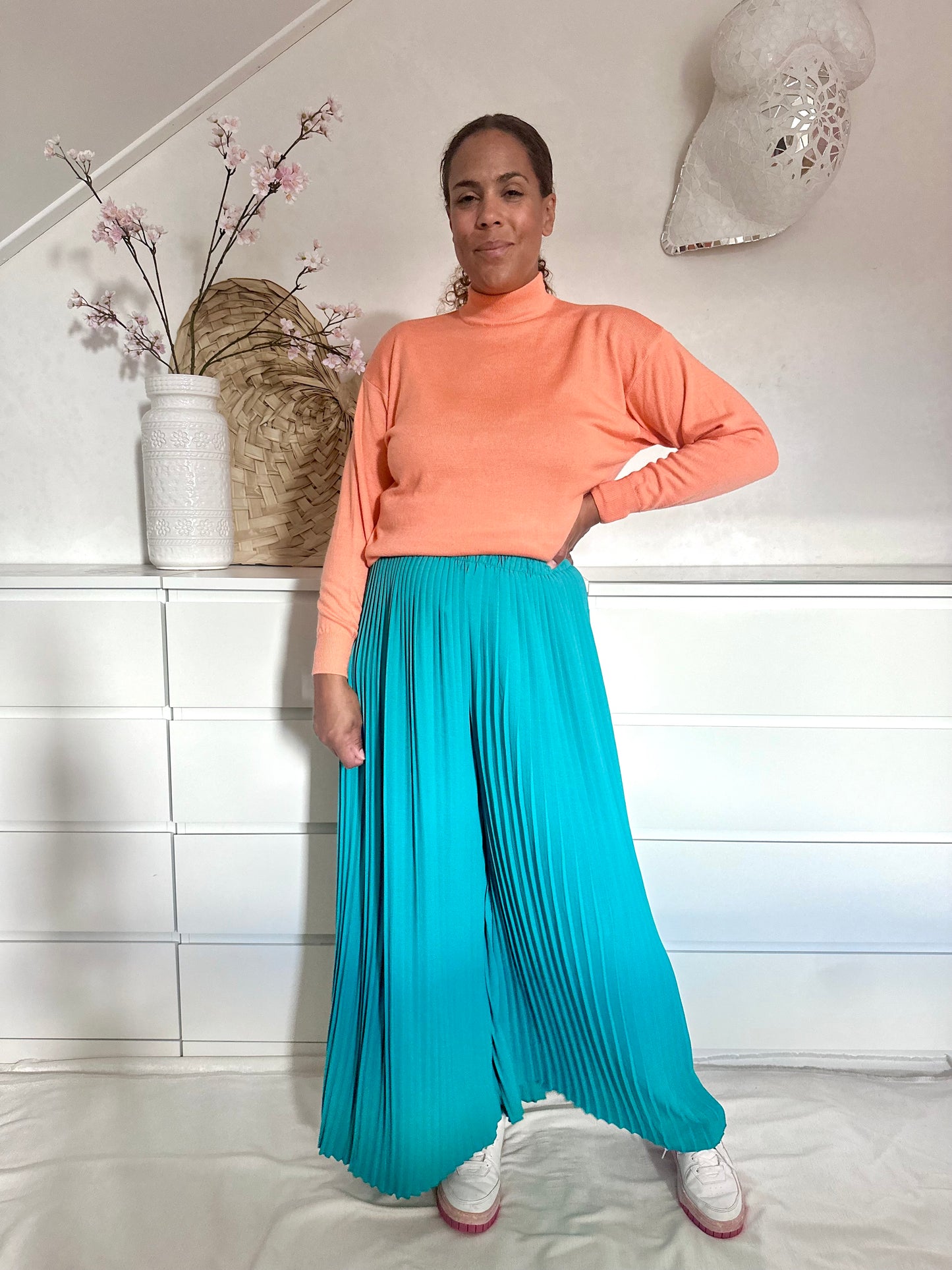 Vintage merino-wollen col in peach - L/XL
