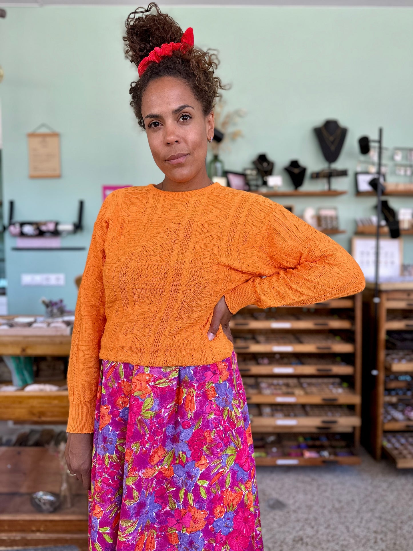 Vintage cotton floral jurk