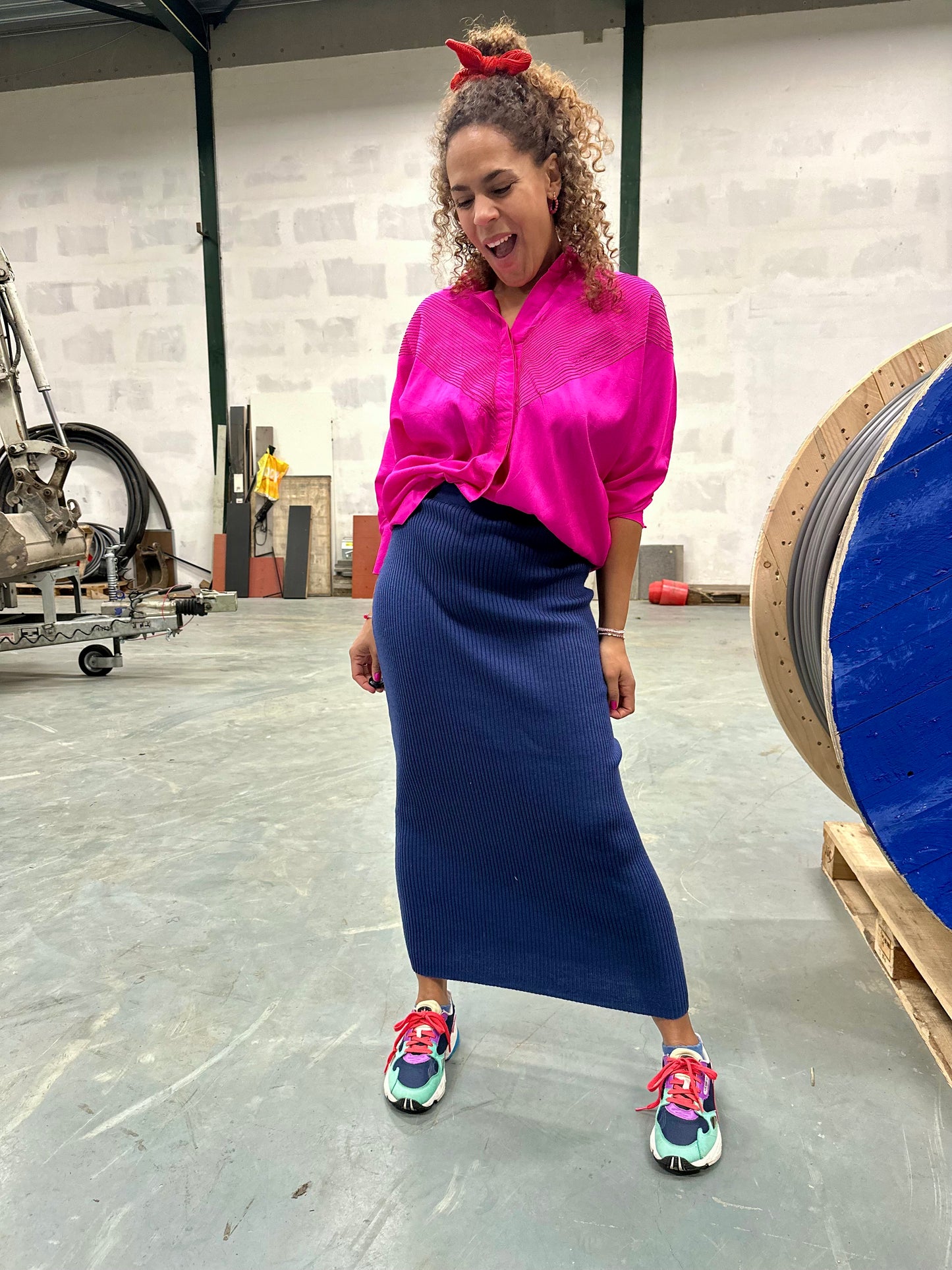 Vintage gebreide maxi-pencilrok - S/M/L