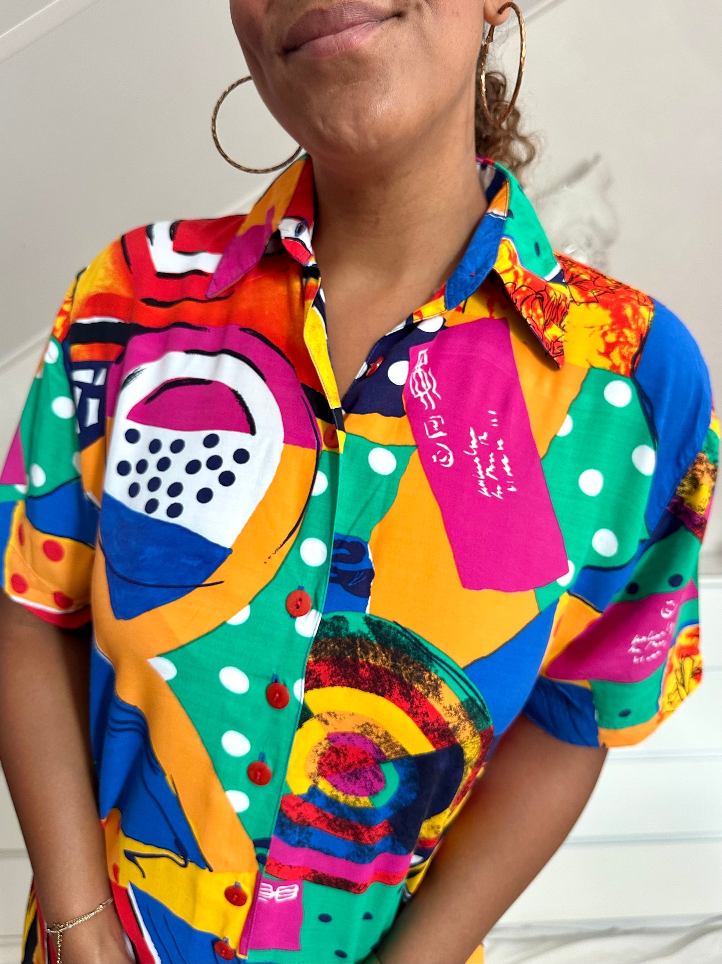 Vintage 90’s viscose print blouse -L