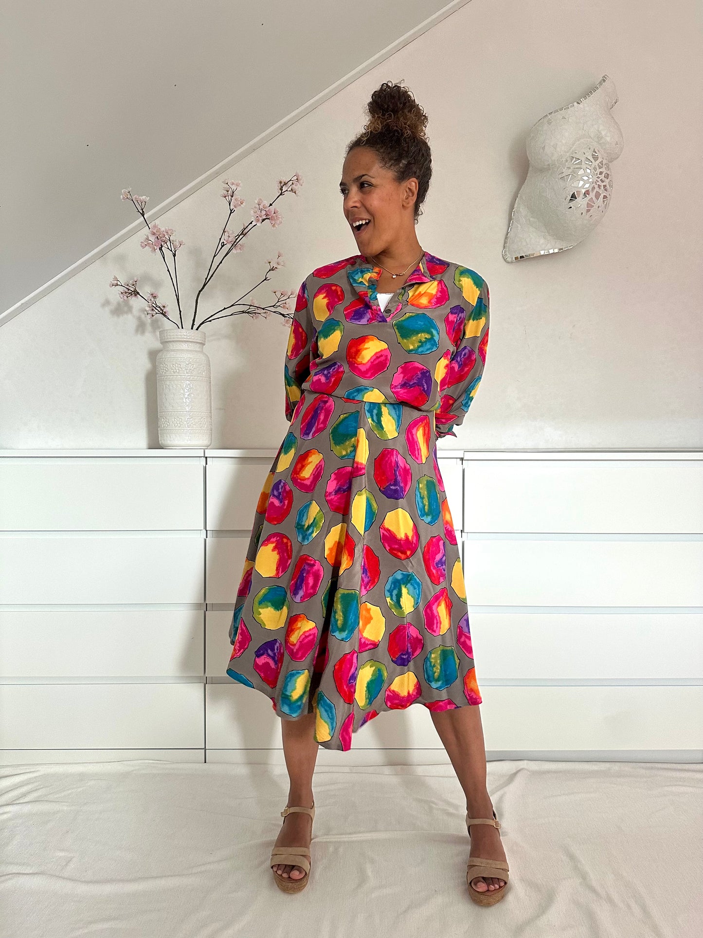 Vintage co-ord set rok en blouse - S