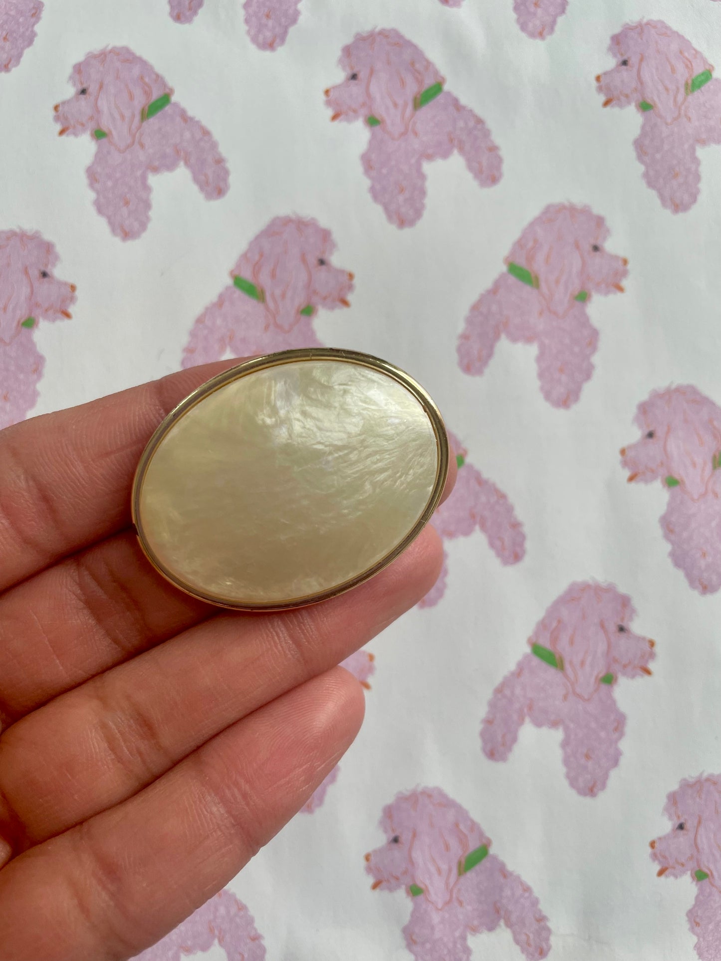 Vintage ovalen parelmoer broche