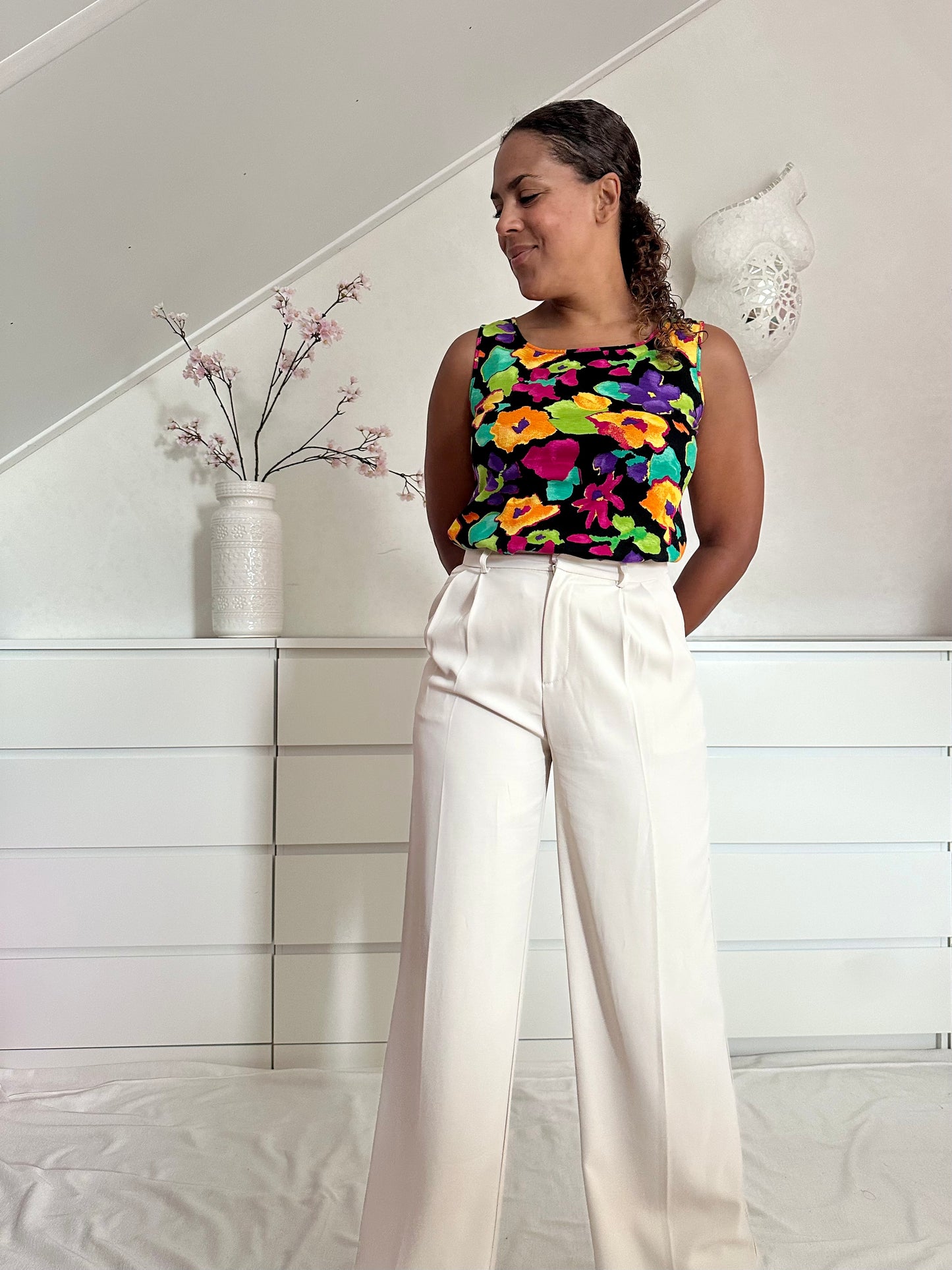 Vintage katoenen hemd met bloemenprint - M