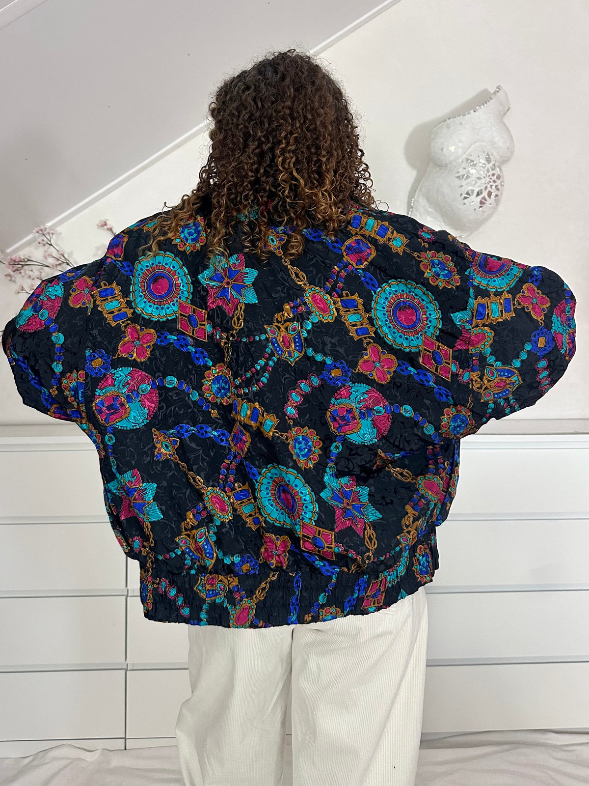 Vintage bomberjack met print - M/L
