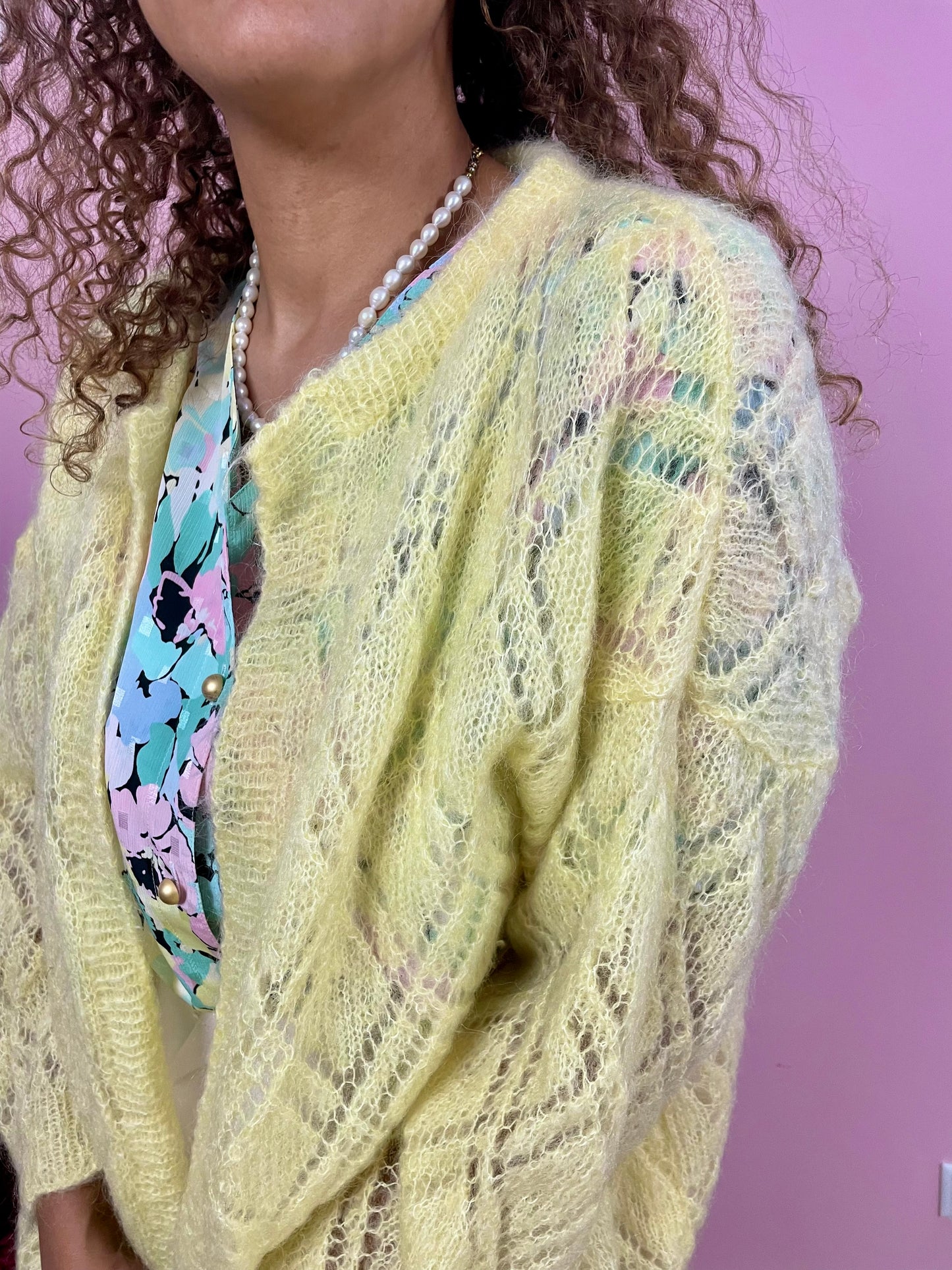 Vintage pastel geel vest