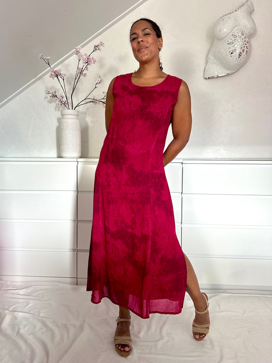 Vintage Bordeaux rode mesh maxi-jurk - L/XL