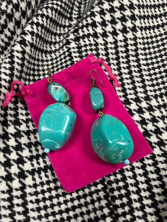 Vintage turquoise oorbellen