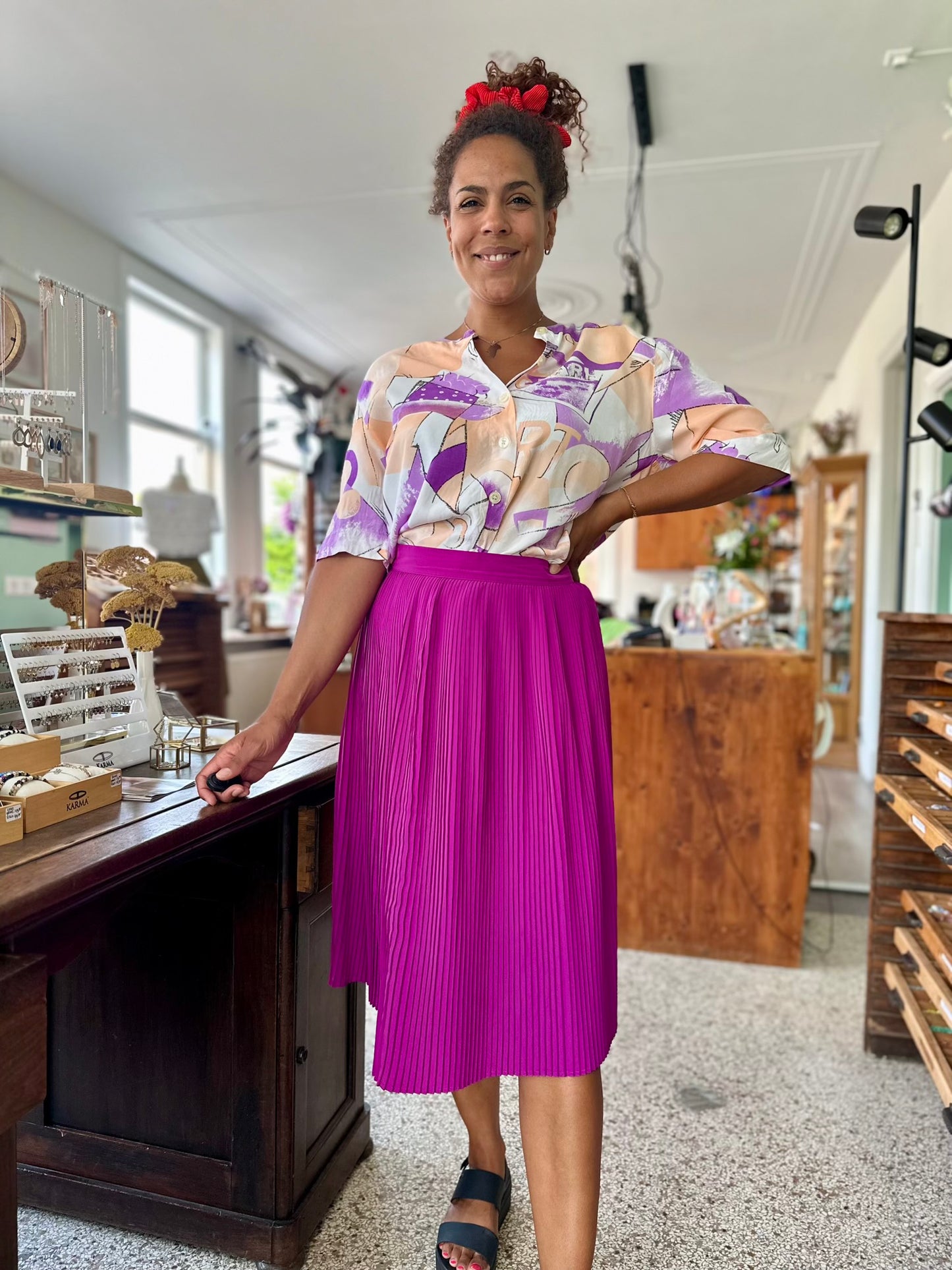 Vintage pastel viscose blouse