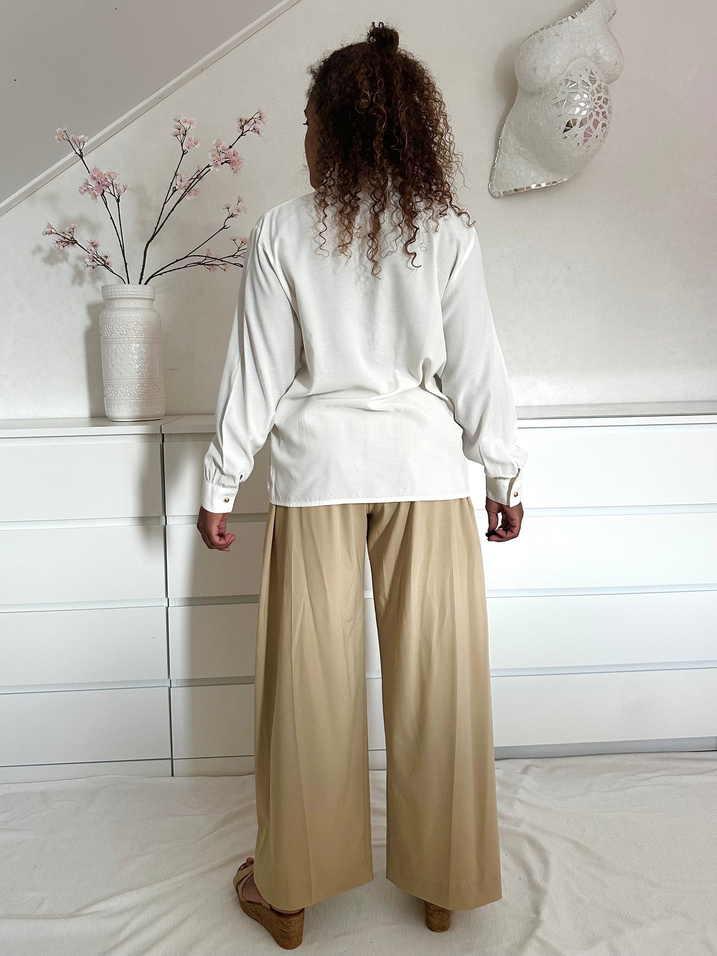 Vintage witte blouse met ruffels - XL