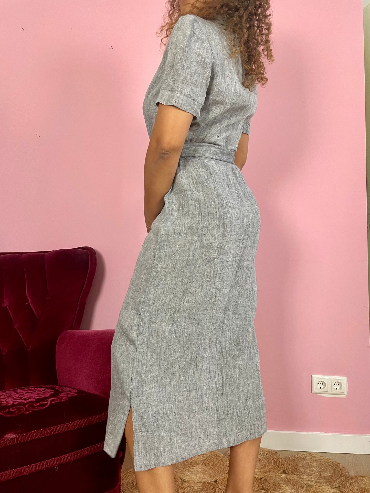 Vintage linnen maxi-jurk