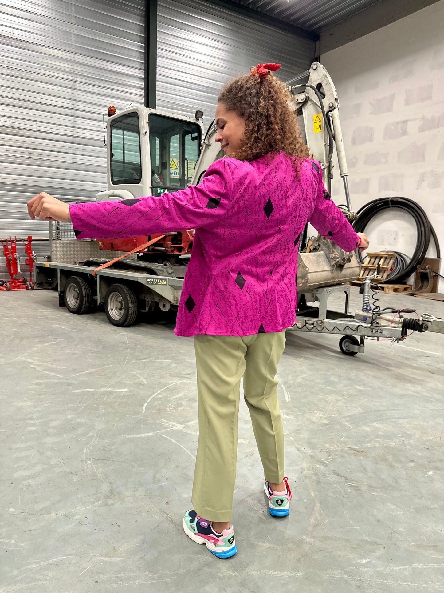 Vintage magenta blouse/vestje - L/XL