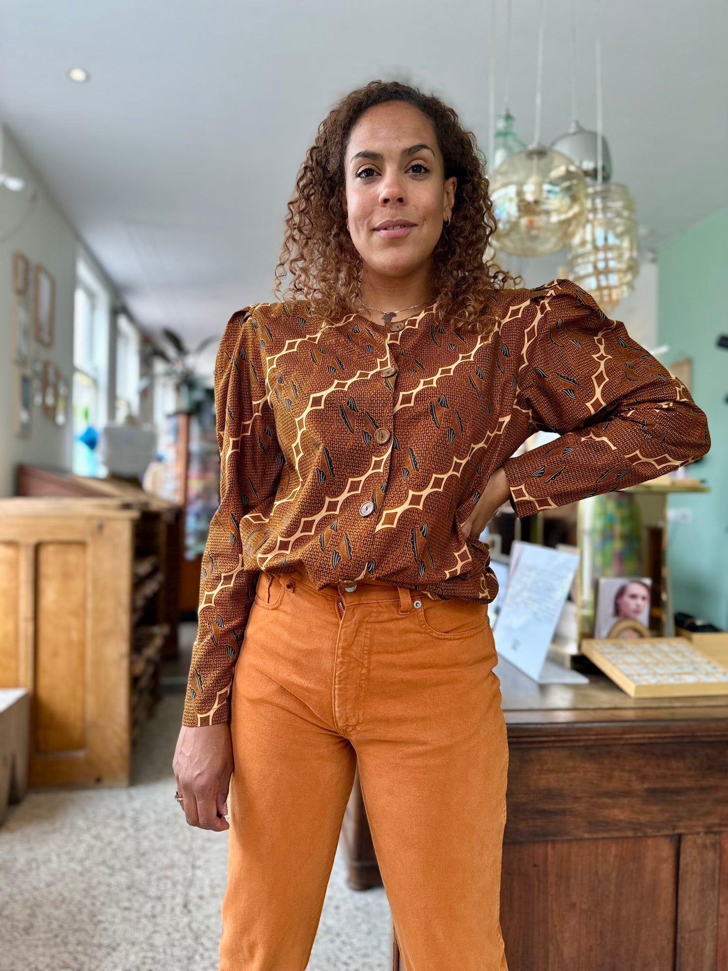 Vintage batik-print blouse