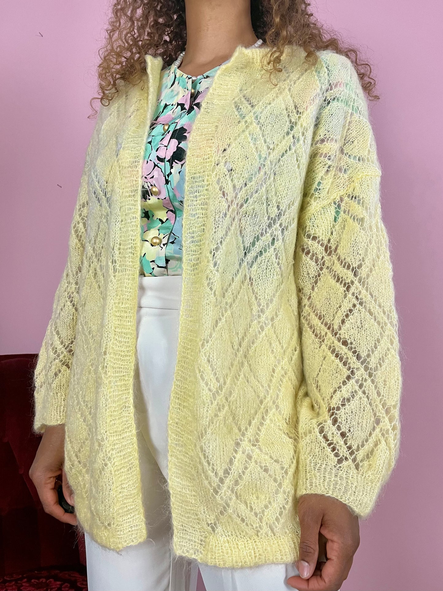 Vintage pastel geel vest