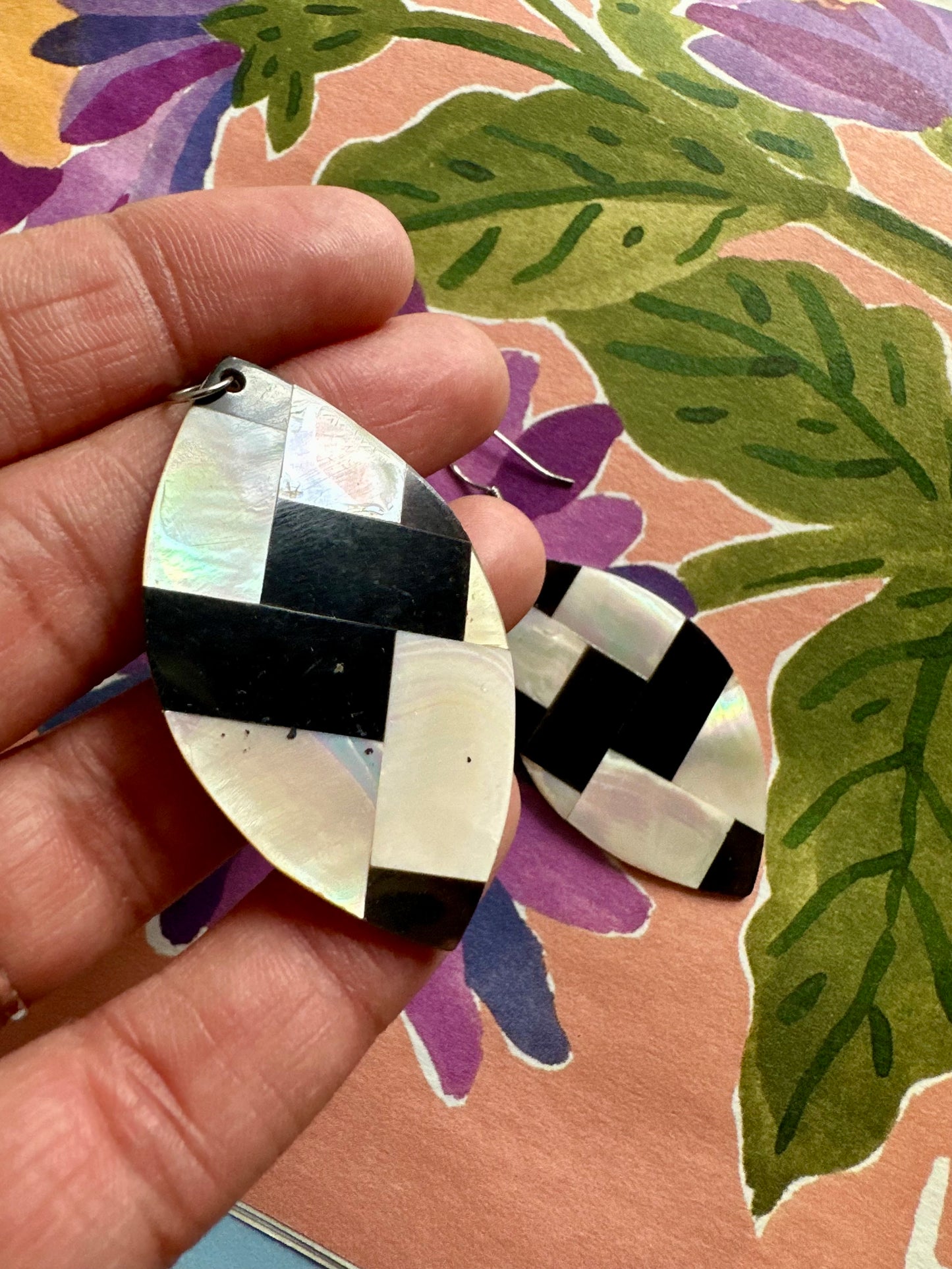 Vintage bladvormige parelmoer hangers