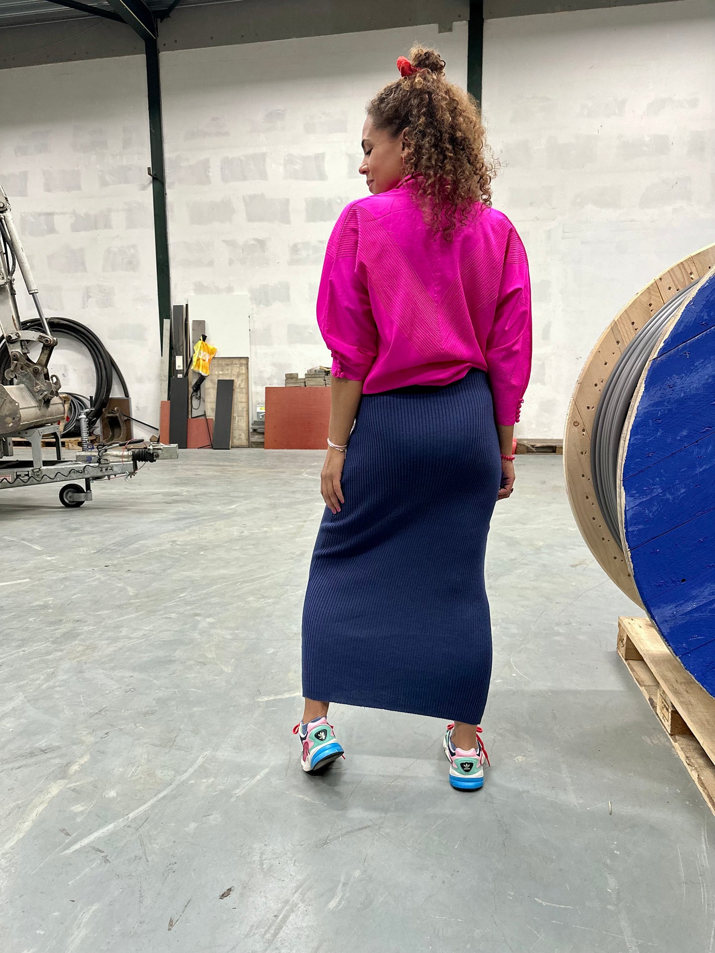 Vintage gebreide maxi-pencilrok - S/M/L