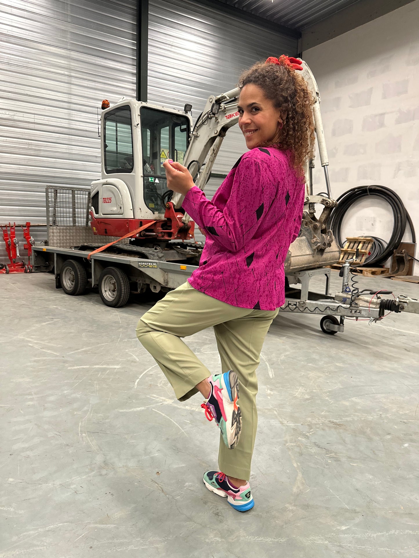 Vintage magenta blouse/vestje - L/XL