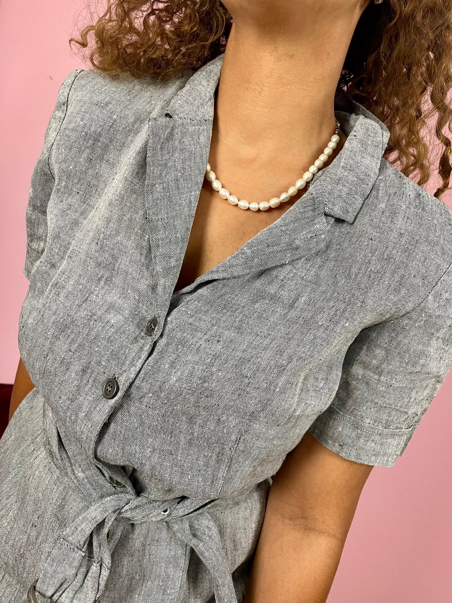 Vintage linnen maxi-jurk