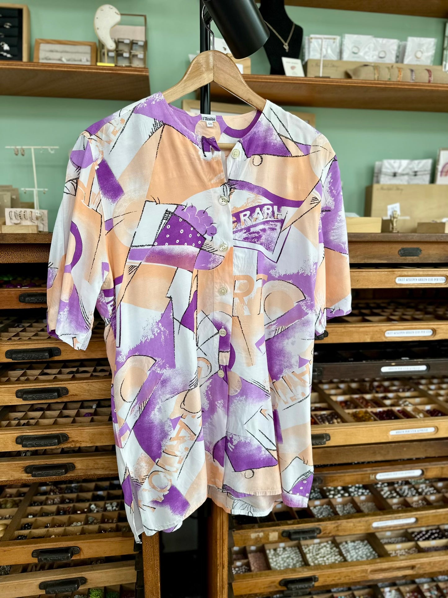 Vintage pastel viscose blouse