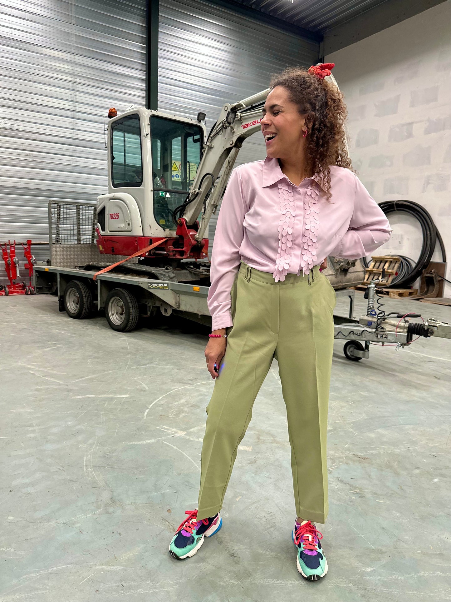 Vintage lila ruffle blouse - L