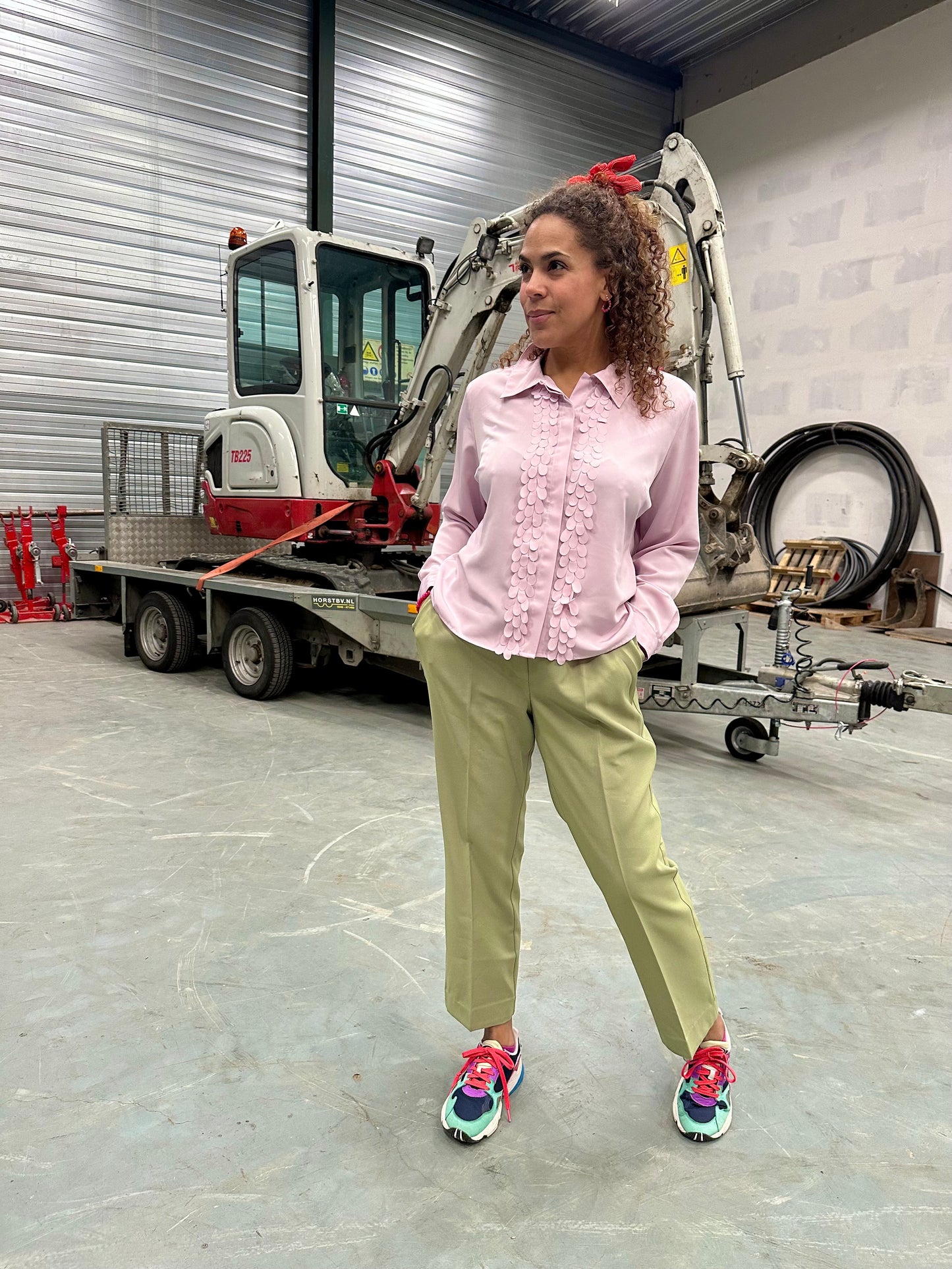 Vintage lila ruffle blouse - L