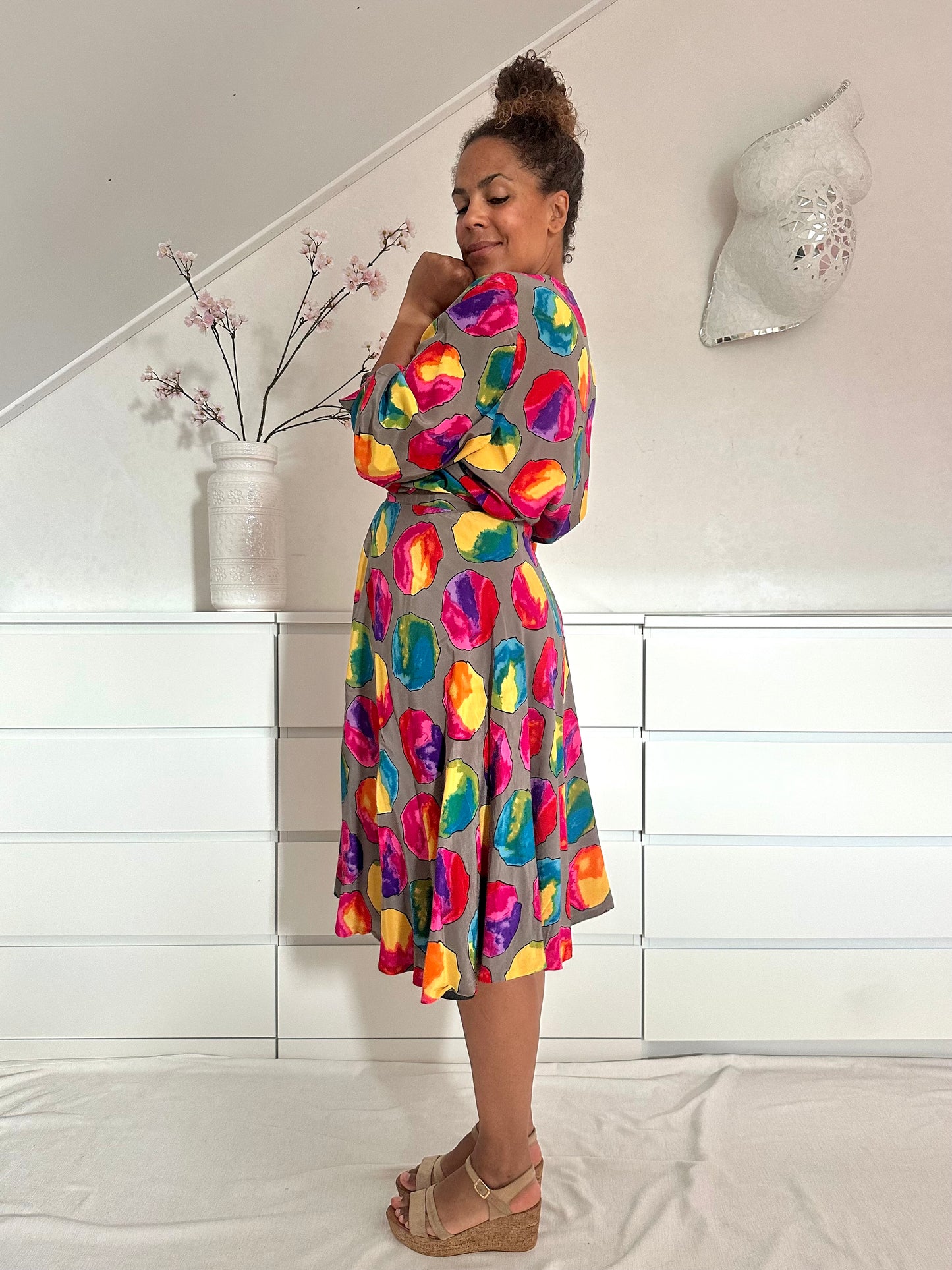 Vintage co-ord set rok en blouse - S