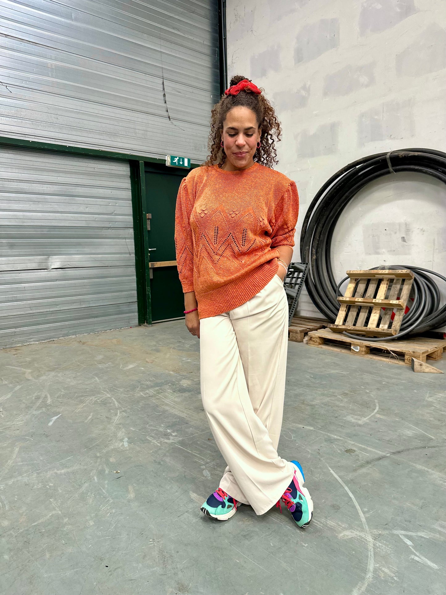 Vintage abrikooskleurige knit - L/XL/XXL