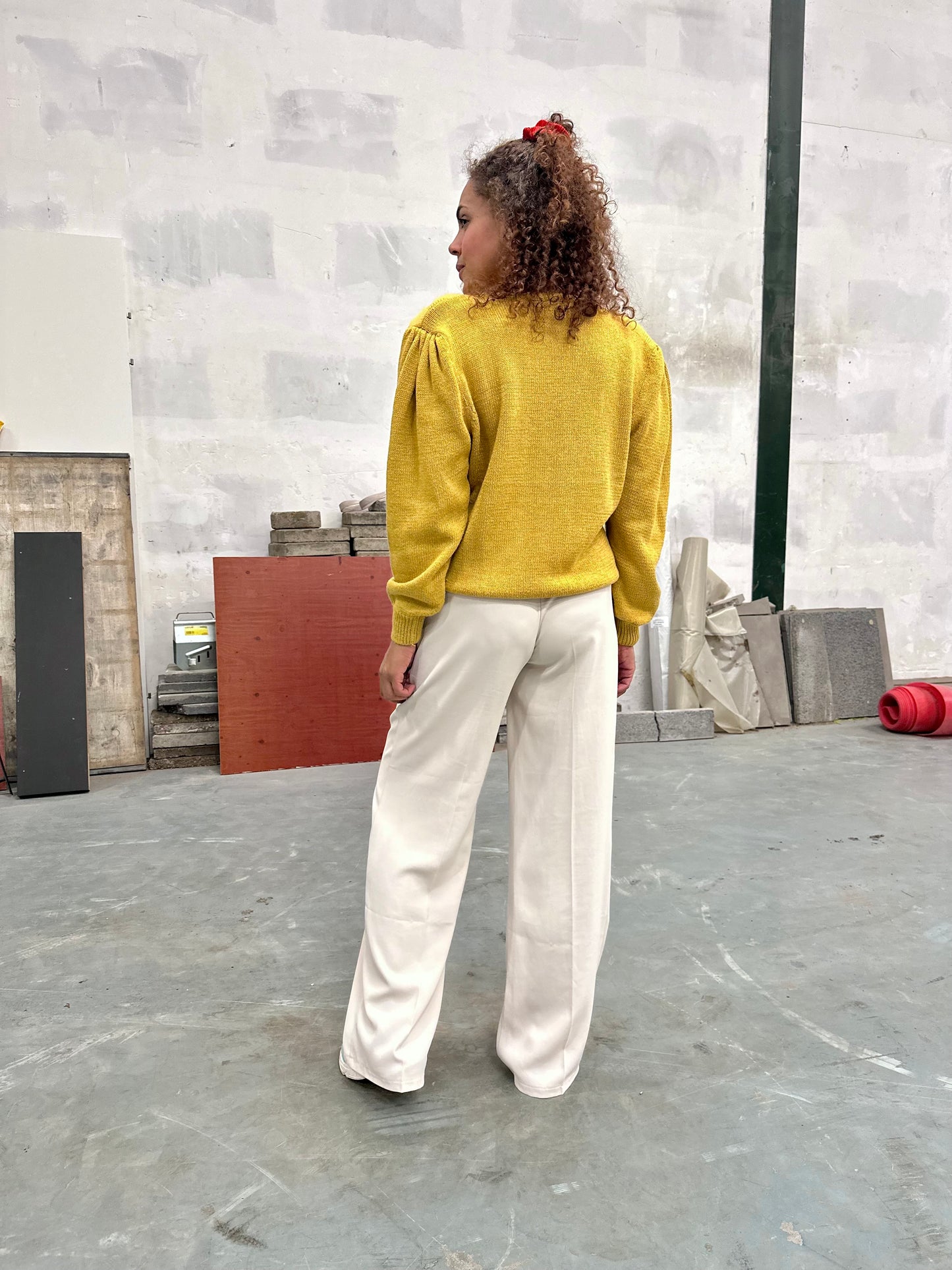 Vintage okerkleurige sweater met angora - L/XL