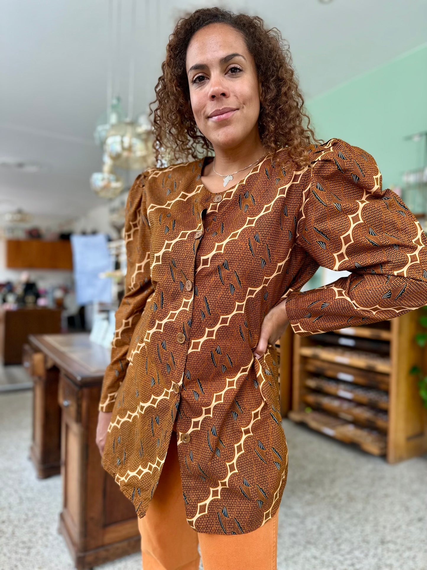 Vintage batik-print blouse