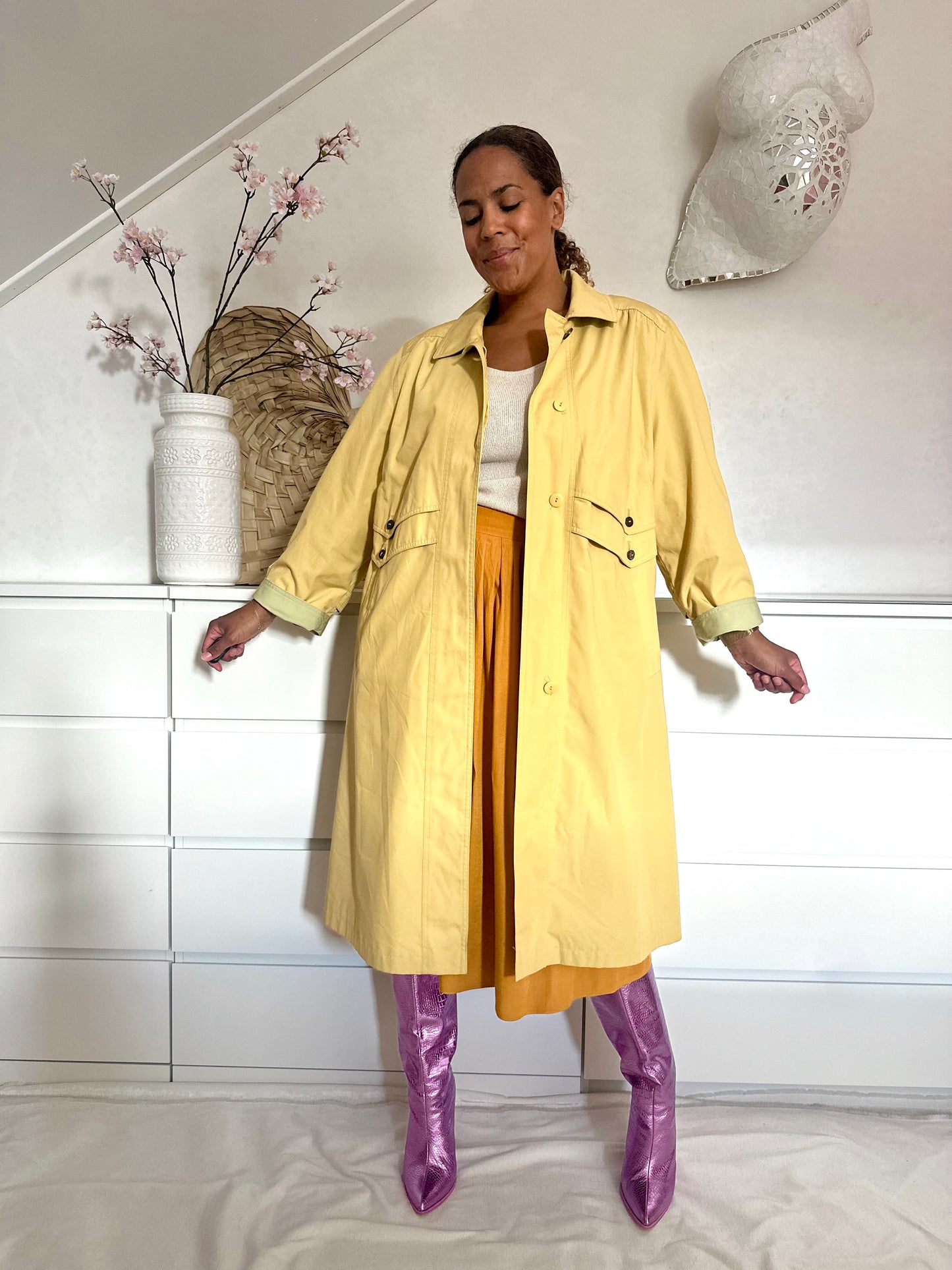 Vintage mosterdgele trenchcoat - M/L