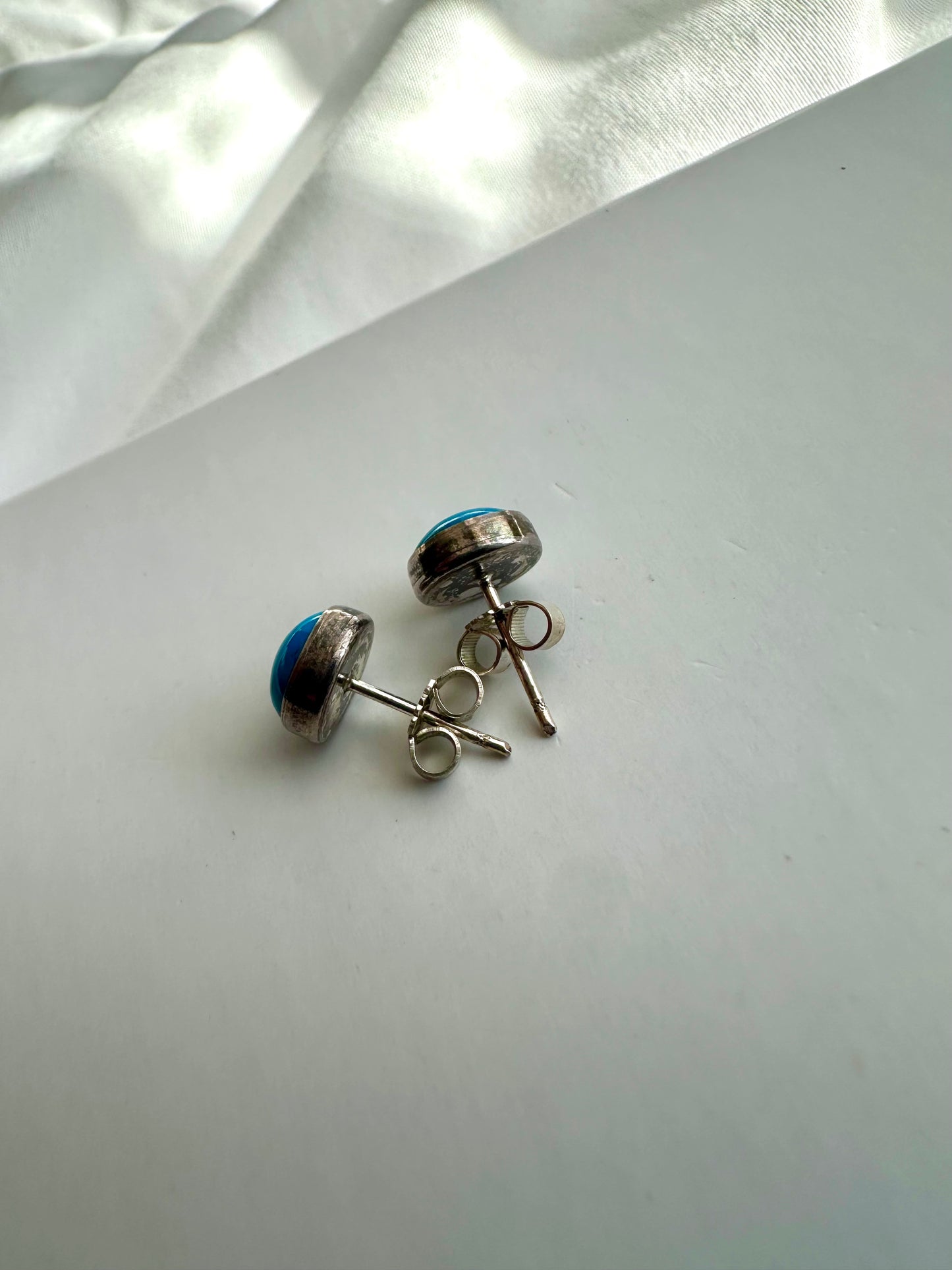 Vintage zilverkleurige turquoise knopjes
