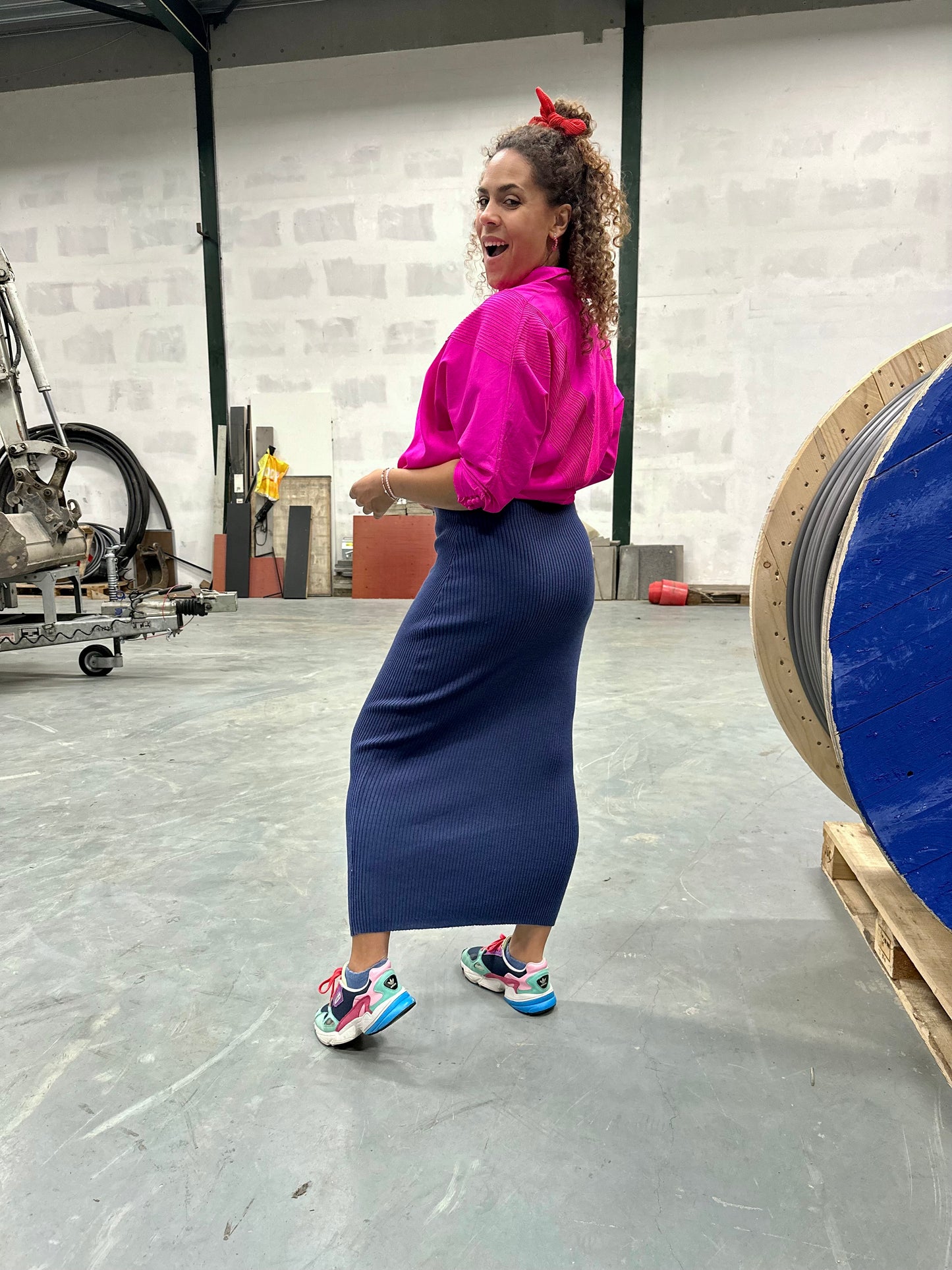 Vintage gebreide maxi-pencilrok - S/M/L