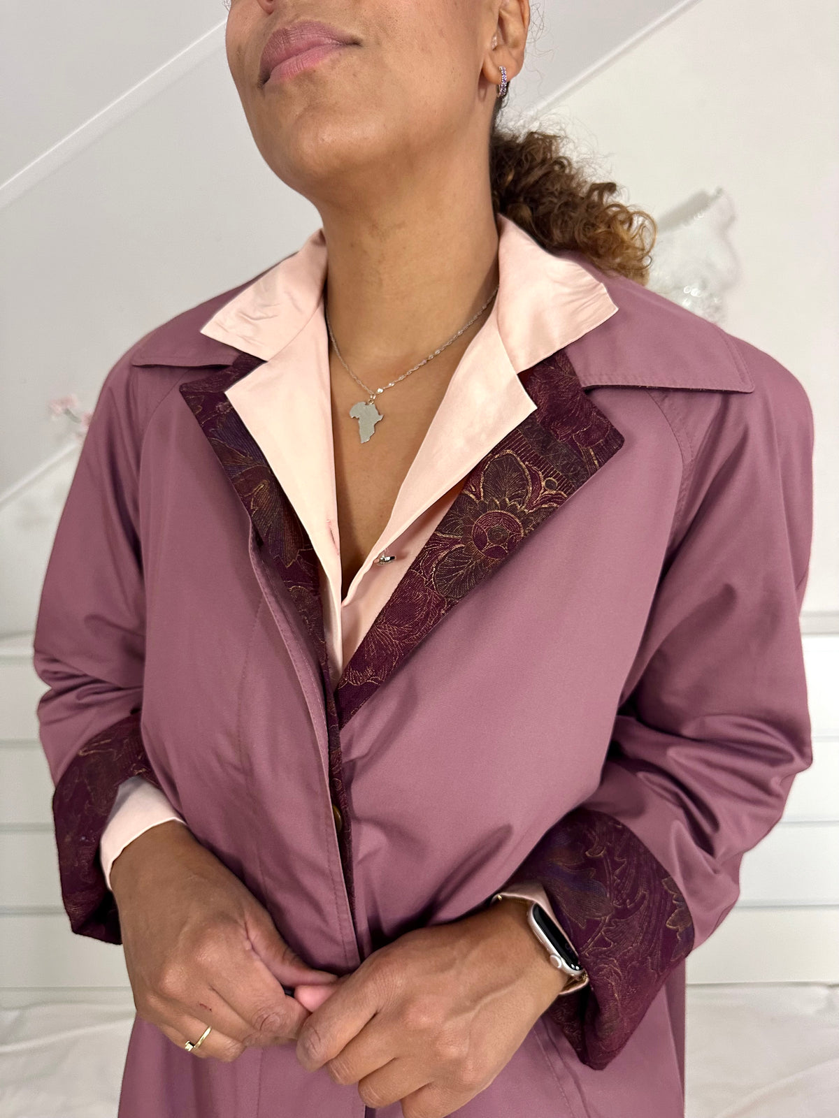Vintage oudroze gevoerde trenchcoat - L/XL