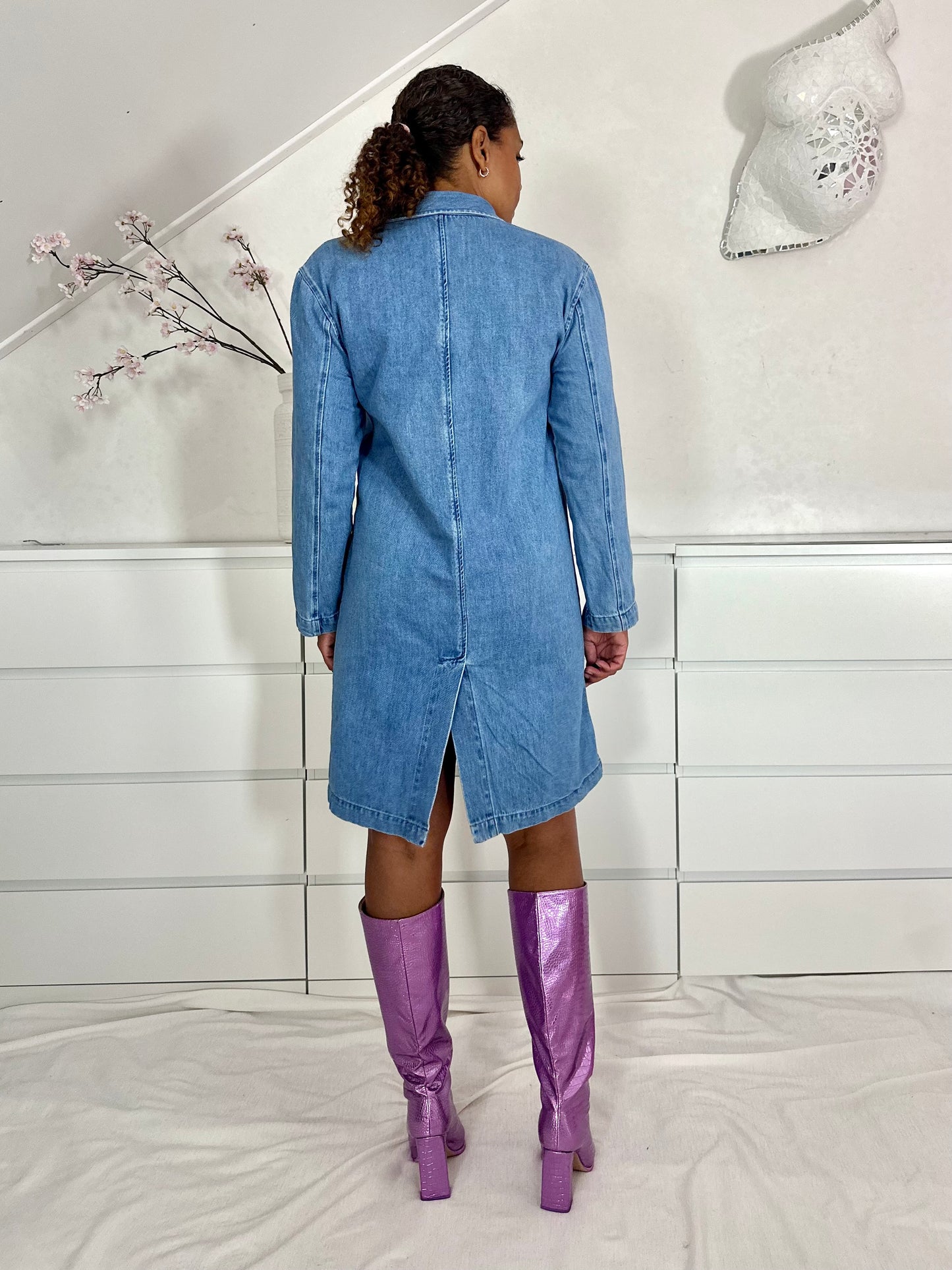 Vintage straight fit midi denimjurk - M/L