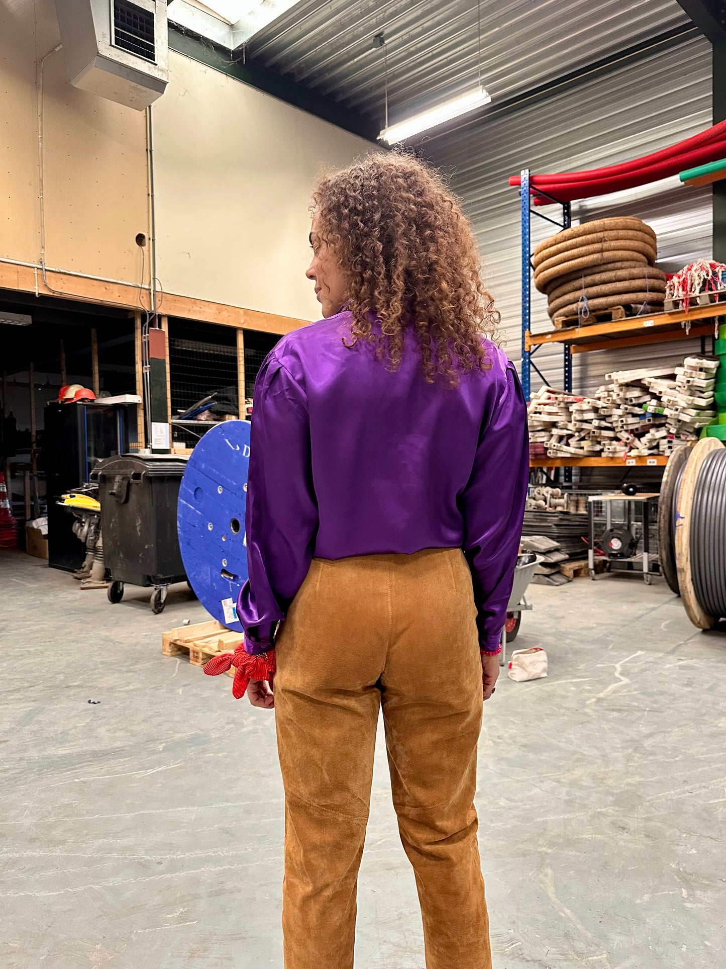 Vintage glanzende paarse blouse - M/L