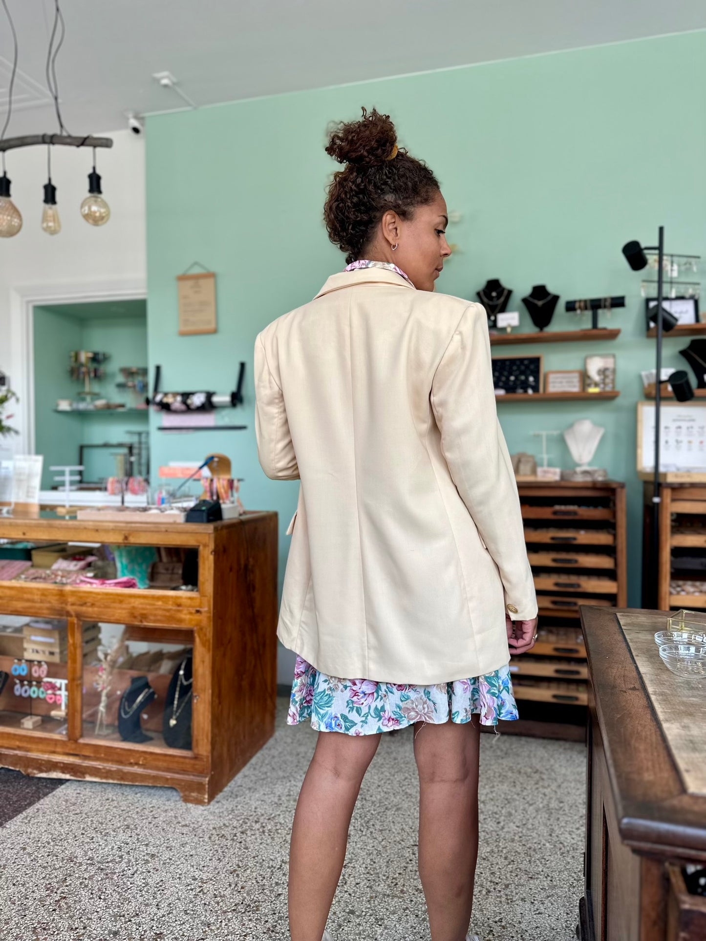 Vintage Italian creme kleurige blazer