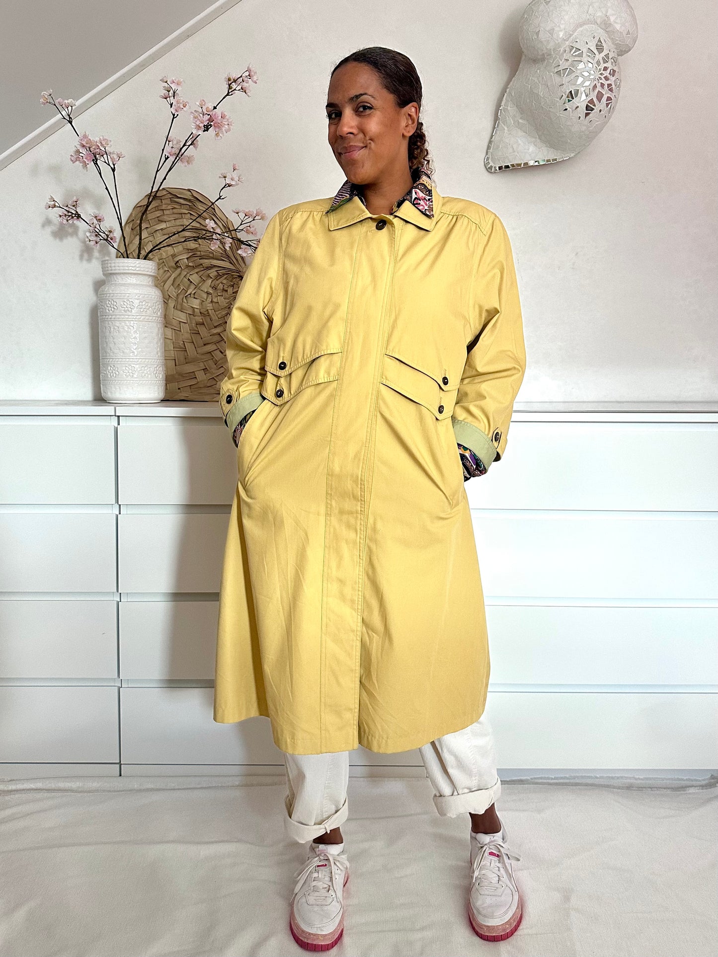 Vintage mosterdgele trenchcoat - M/L