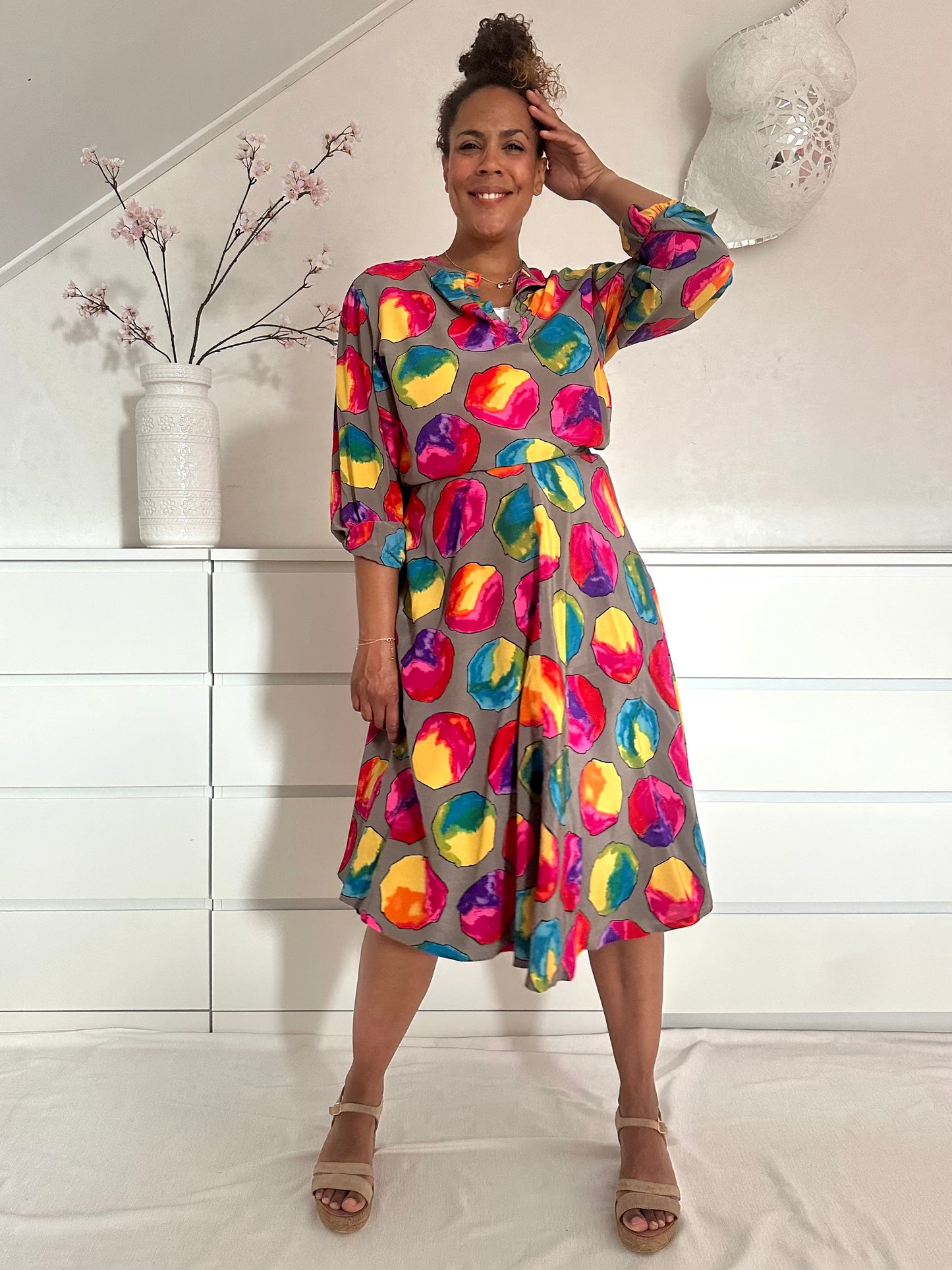 Vintage co-ord set rok en blouse - S