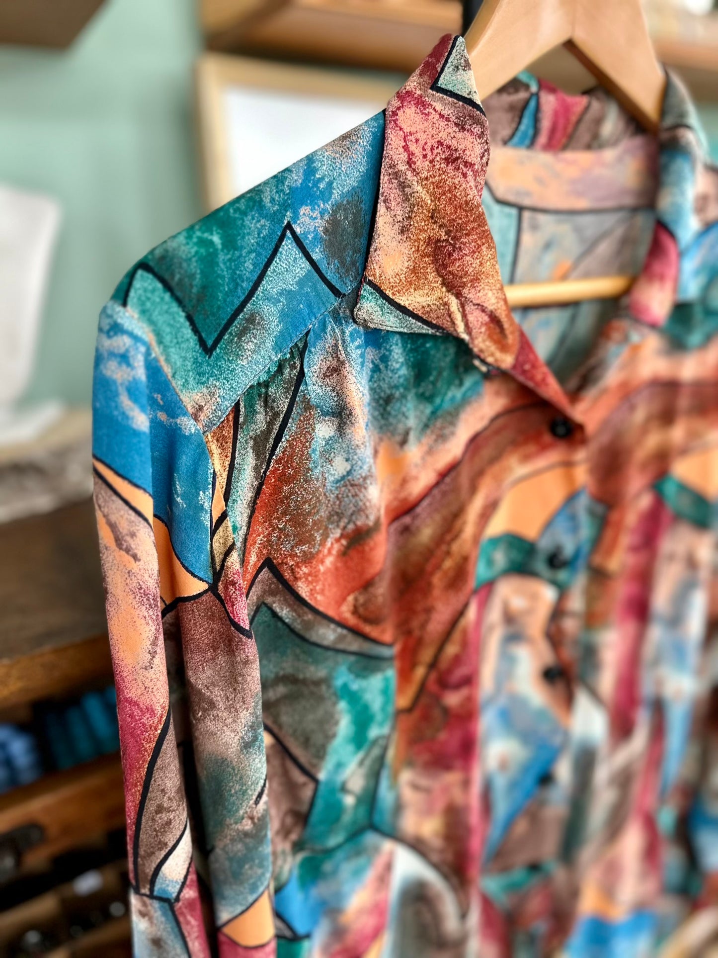 Vintage print viscose blouse