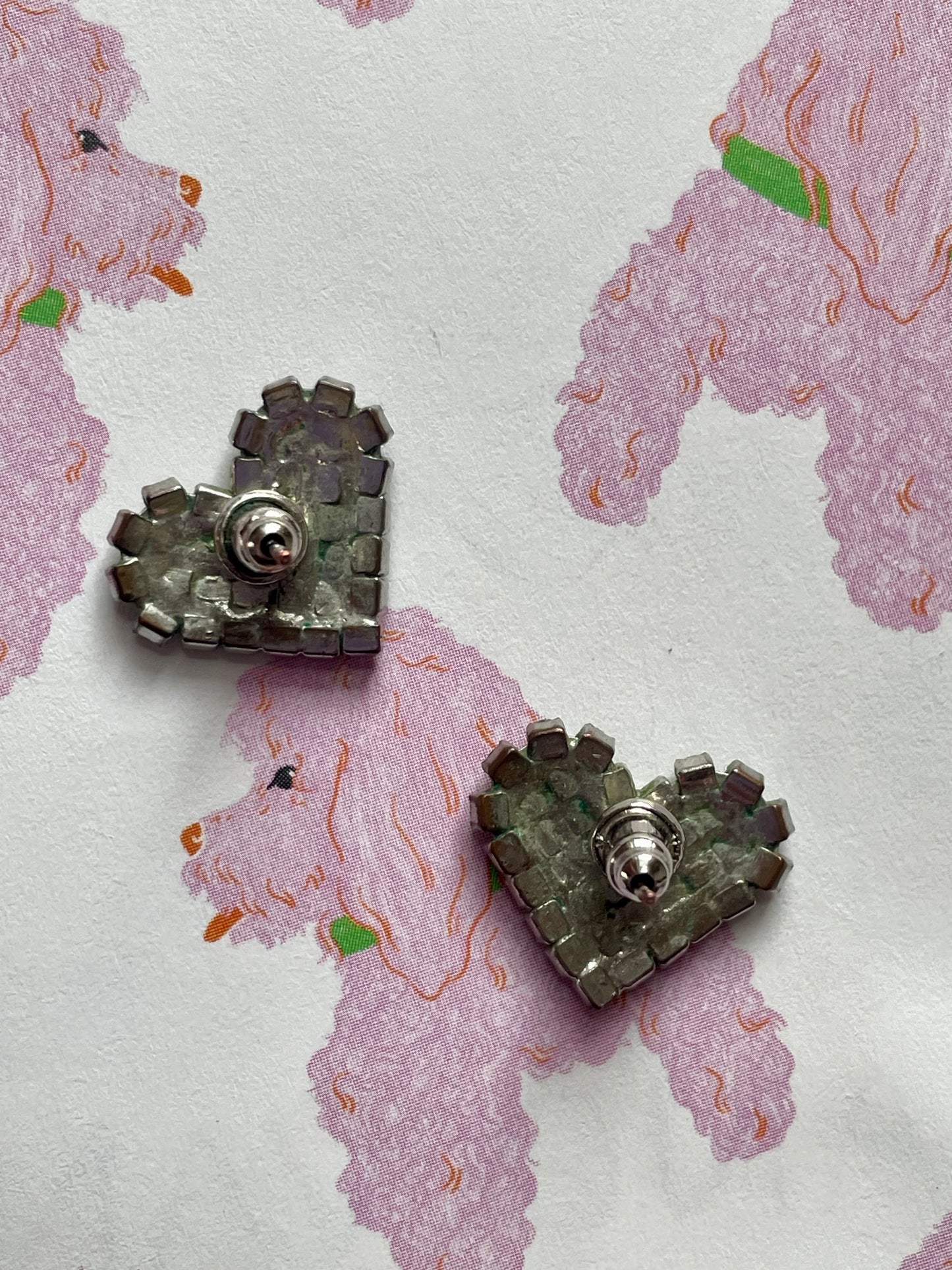 Vintage hart oorbel met strass