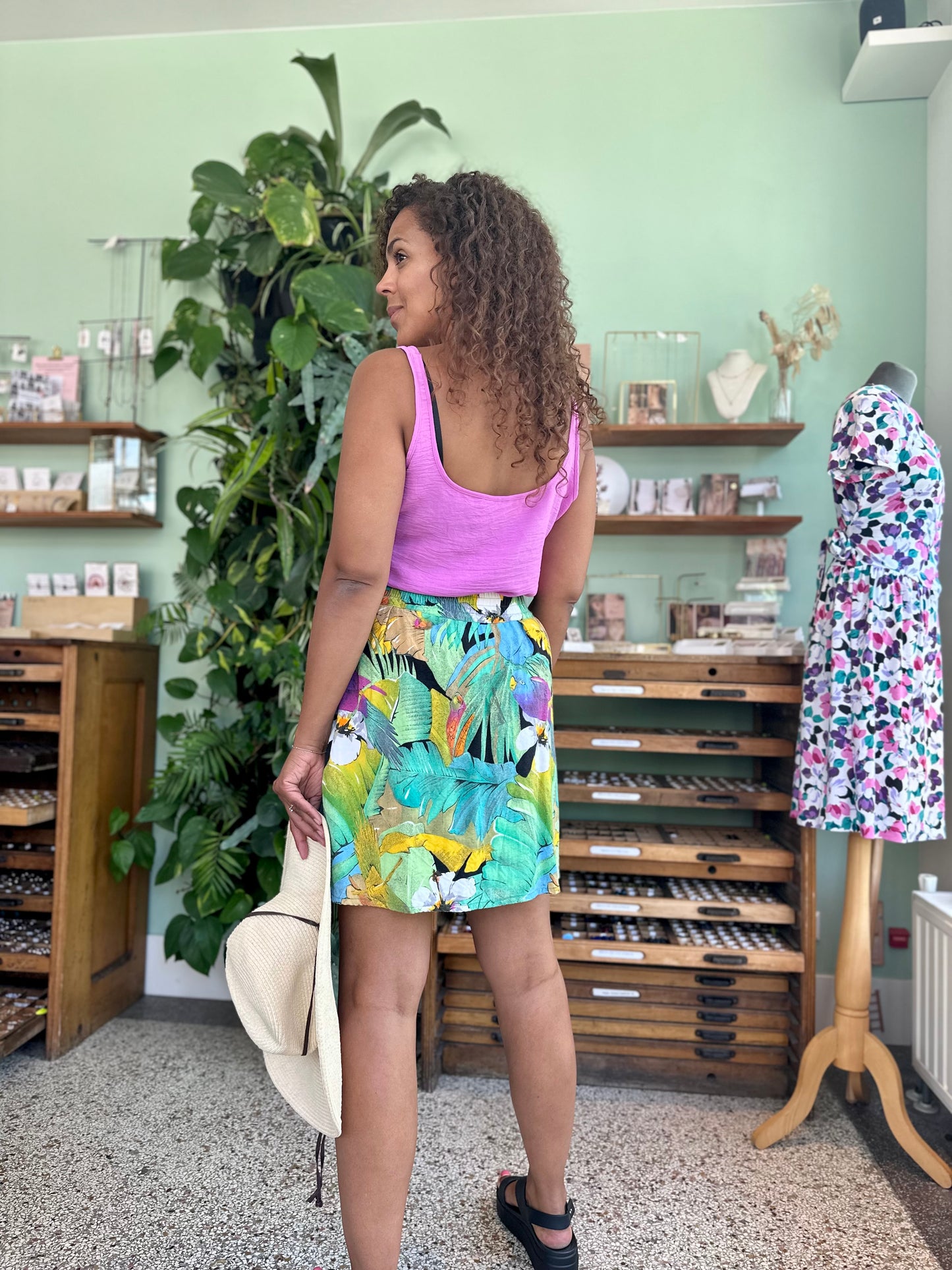 Vintage viscose mini-rok