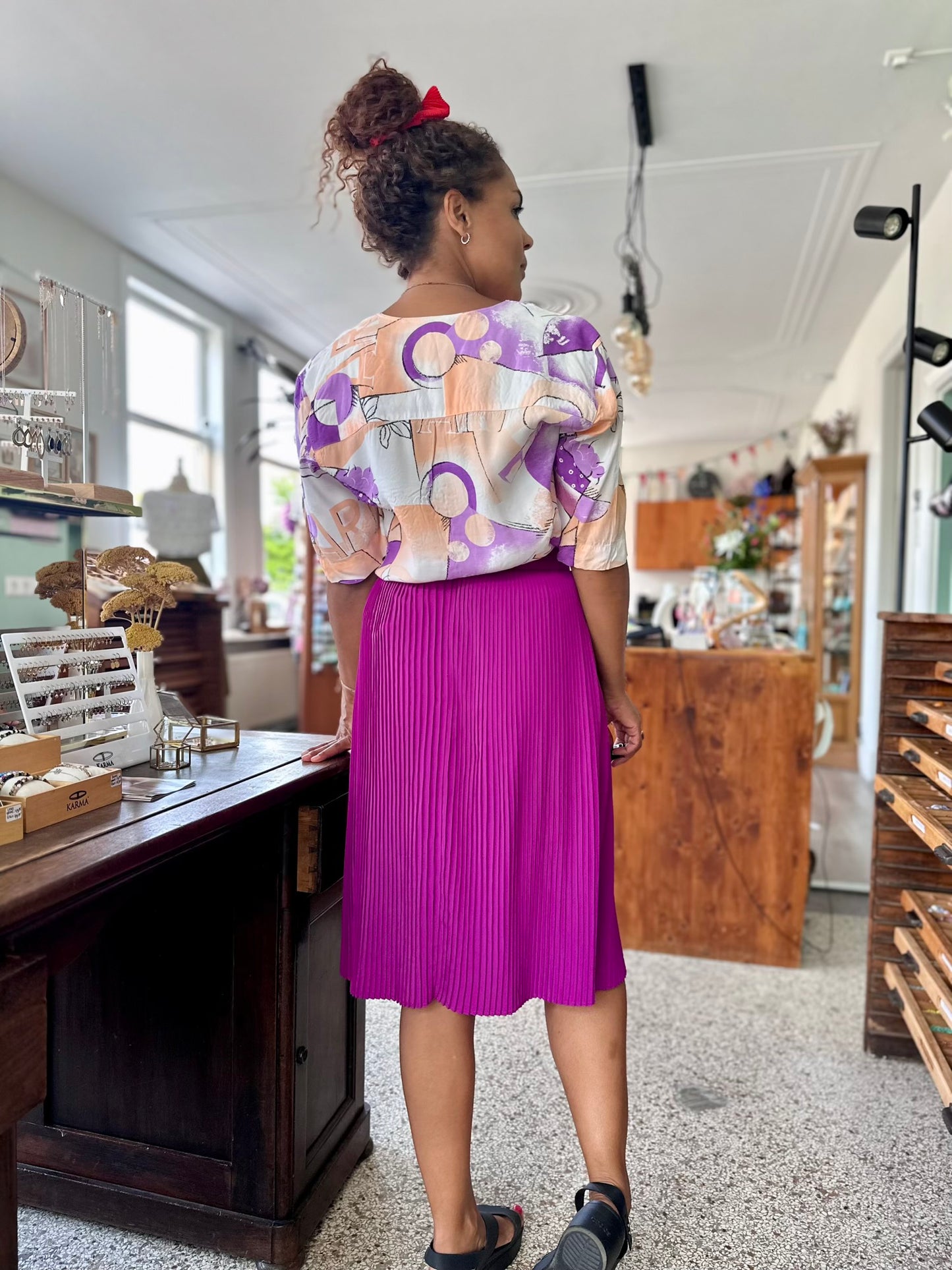 Vintage pastel viscose blouse