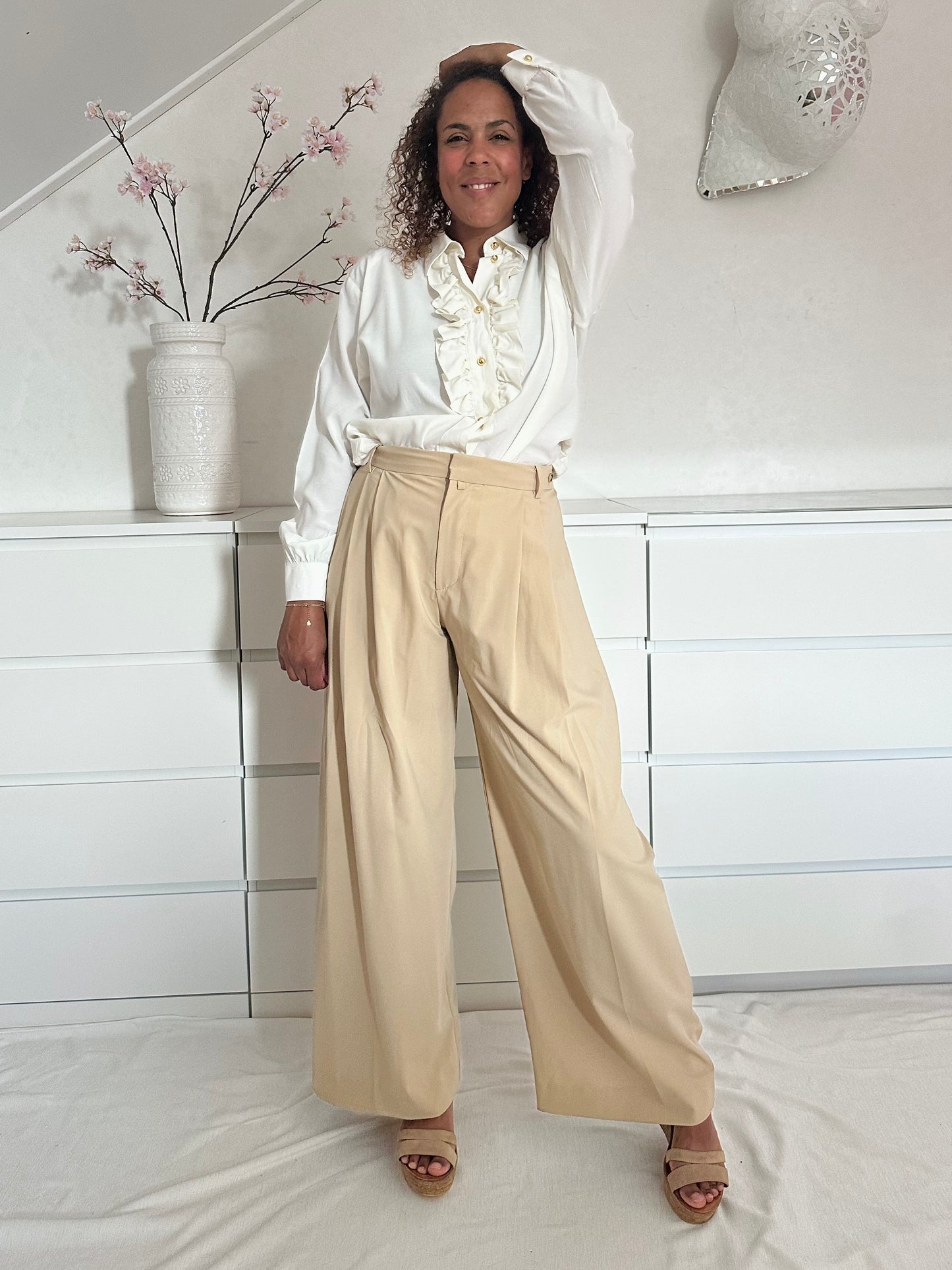 Vintage witte blouse met ruffels - XL