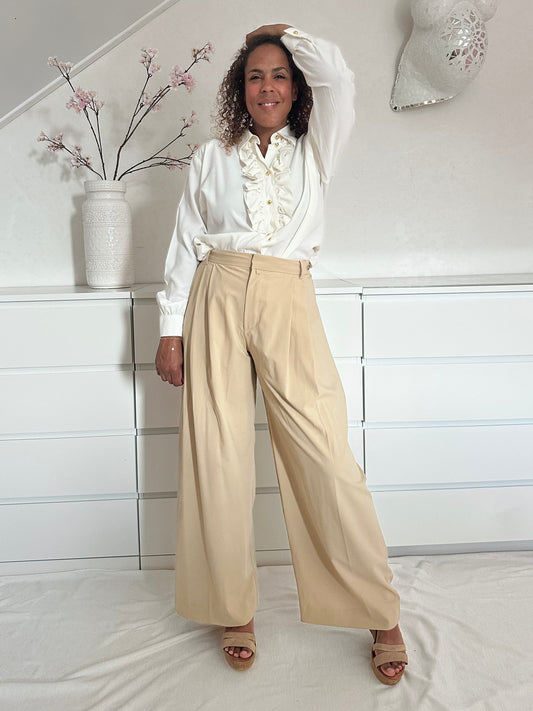Vintage witte blouse met ruffels - XL