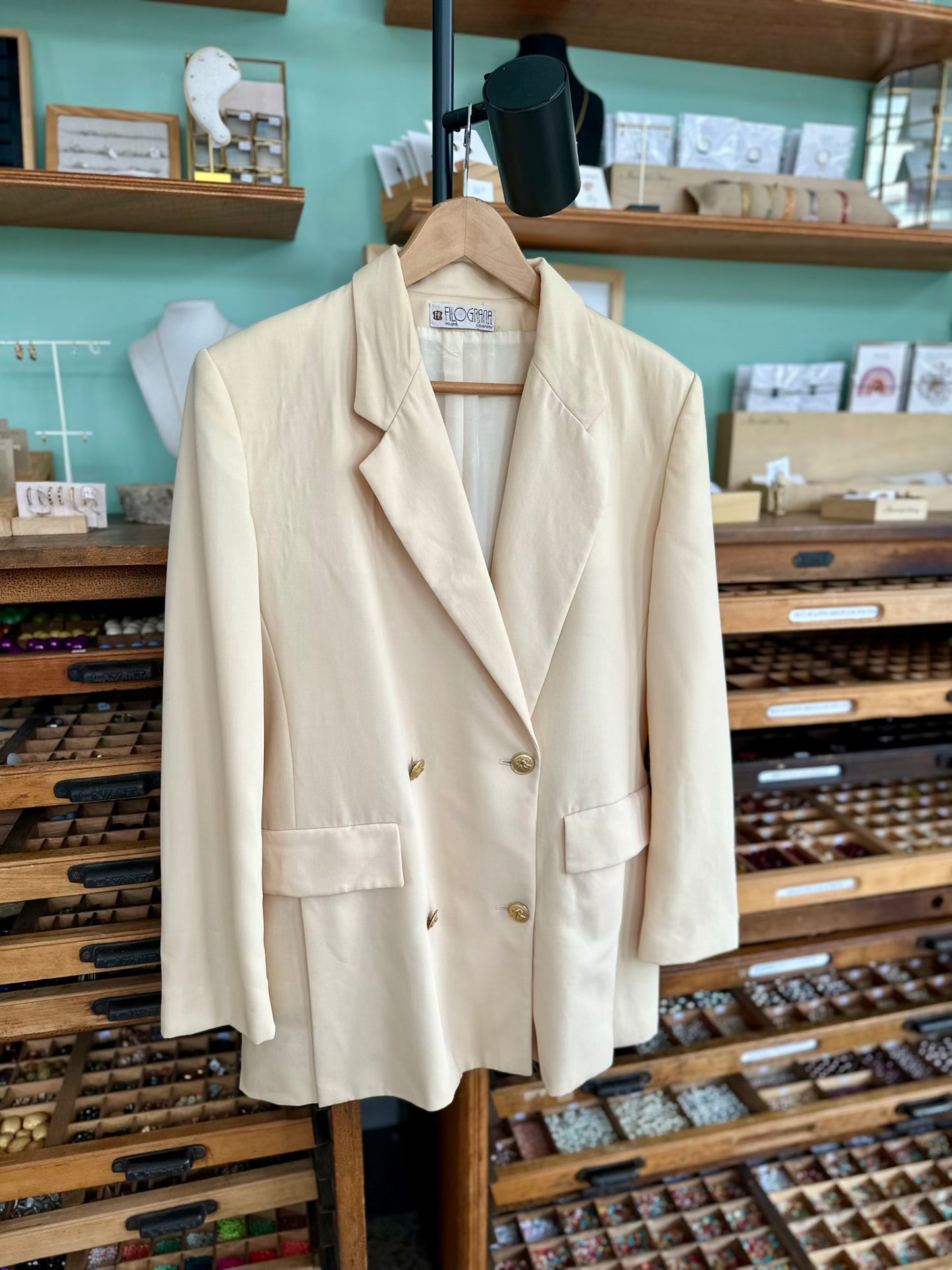 Vintage Italian creme kleurige blazer