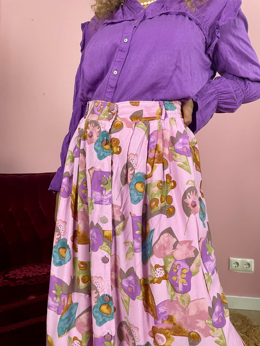 Vintage viscose midirok