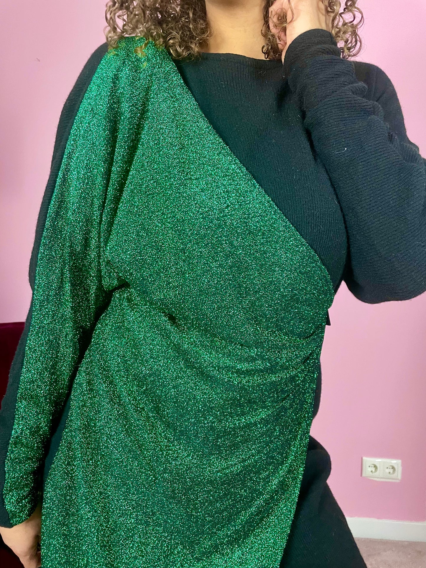 Vintage emerald wollen partyjurk