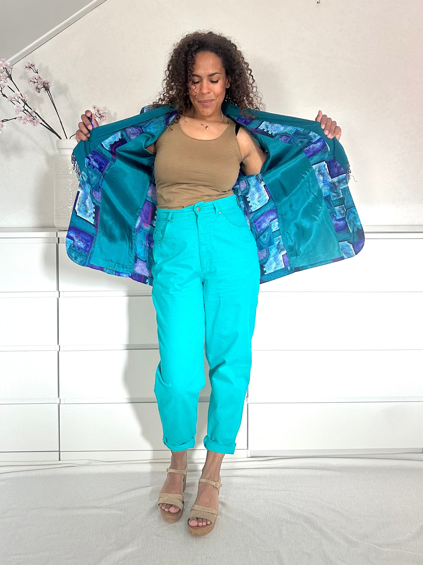 Vintage 80’s blazer in turquoise tinten - L/XL