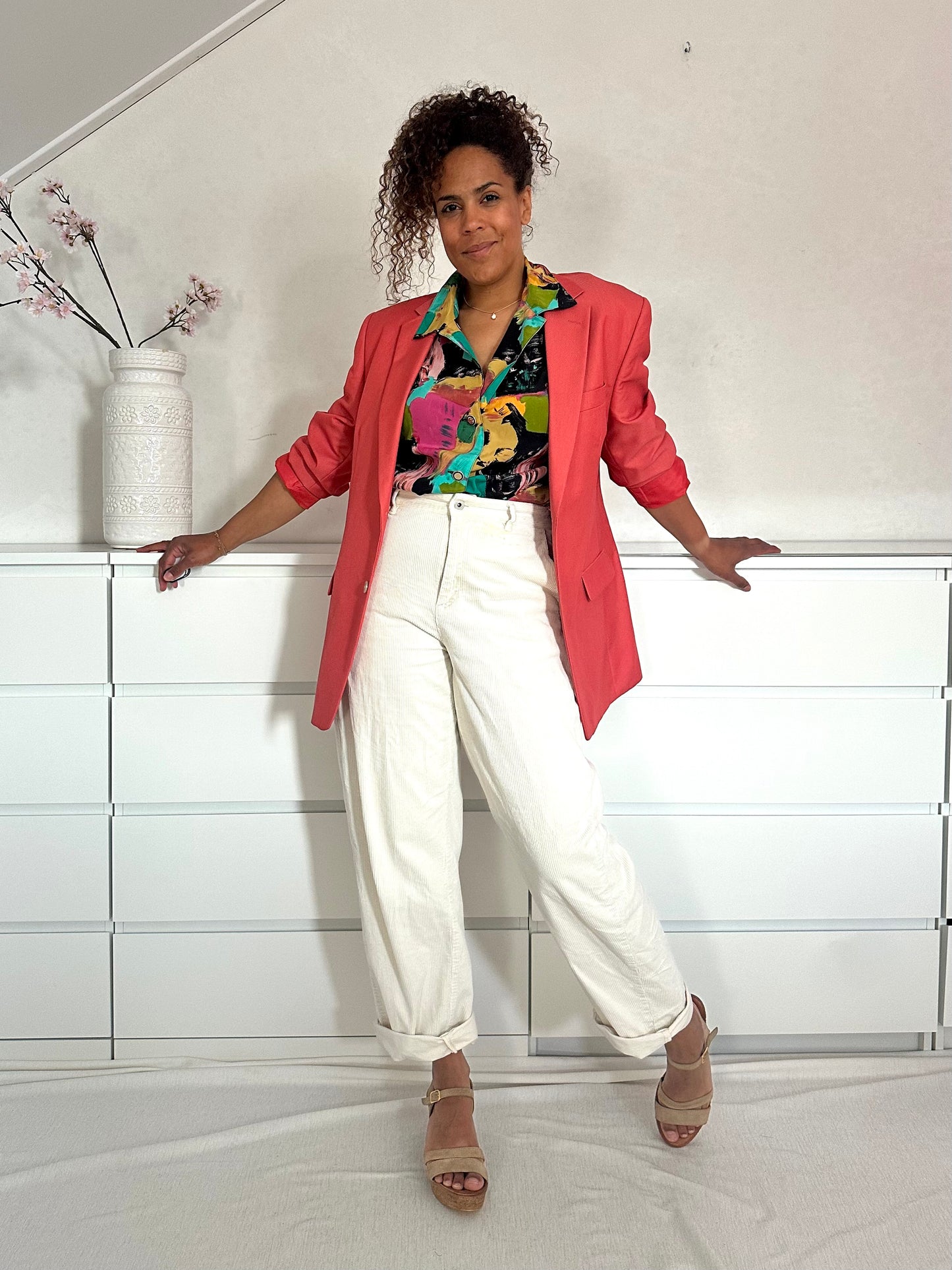 Vintage boyfriend blazer in warm koraal - XL